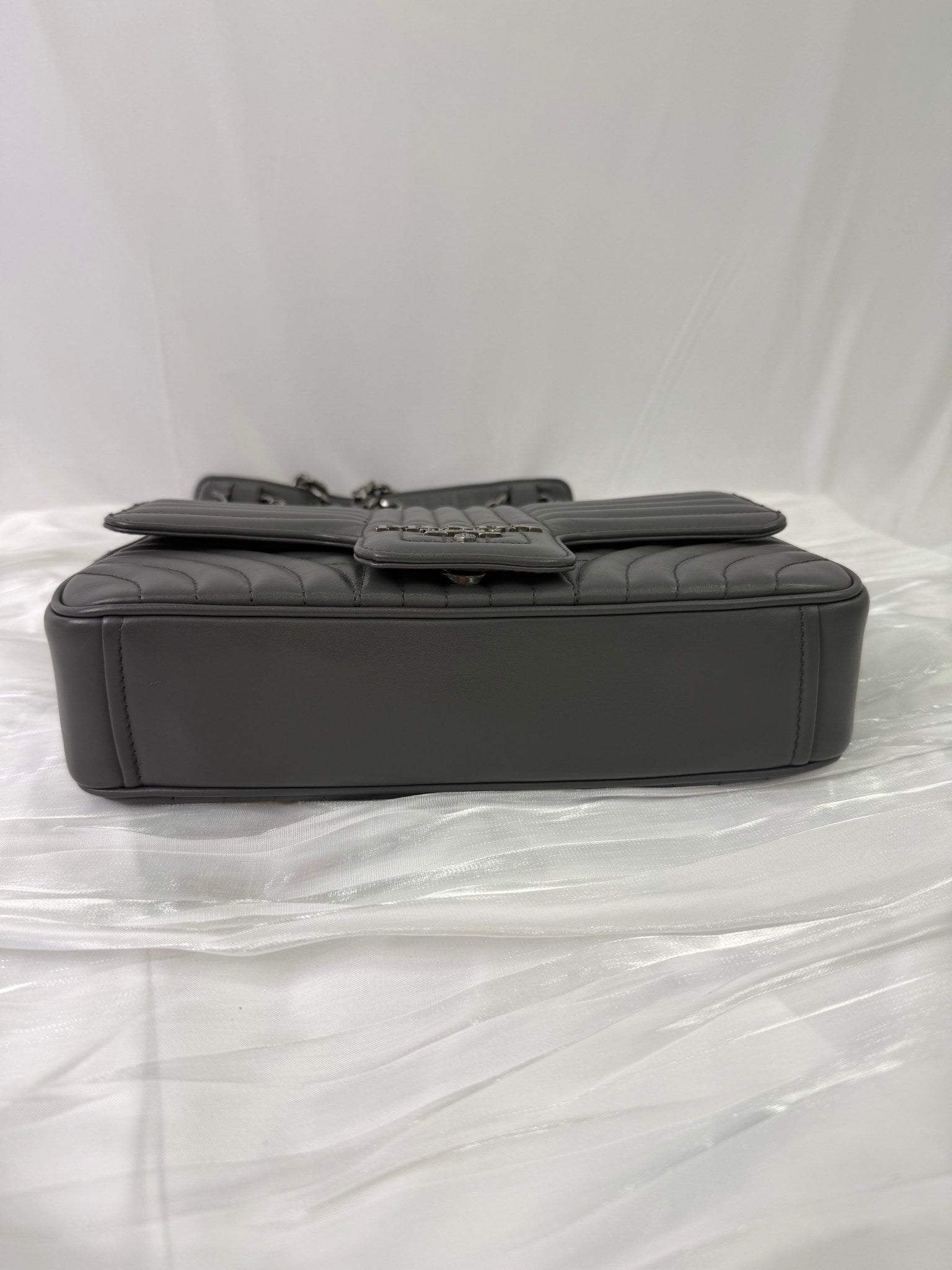 Prada Gray Leather Diagramme Shoulder Bag