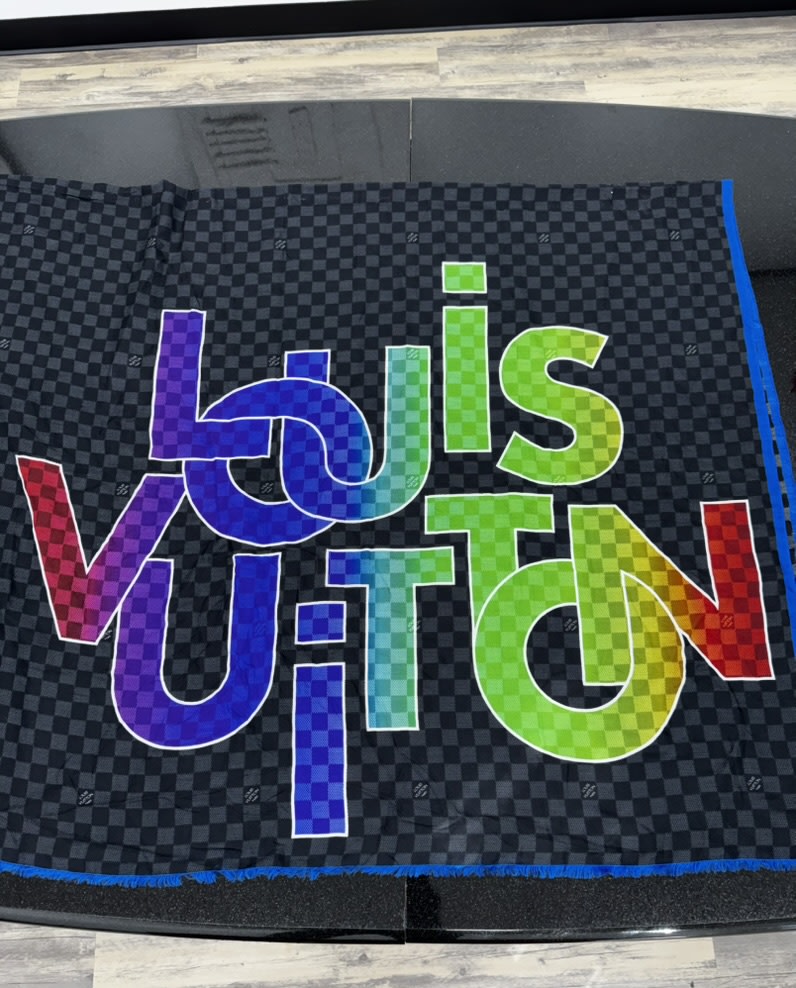Louis Vuitton Damier Graphite Rainbow Interlocking Logo Cotton & Silk Scarf