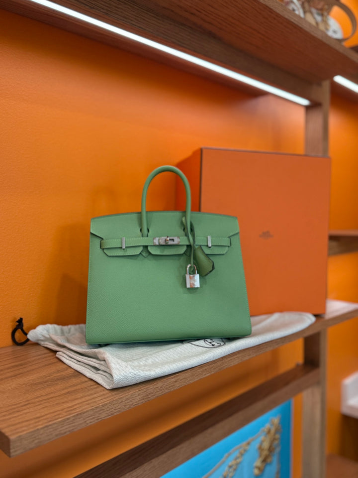 BRAND NEW- Hermes Vert Criquet Epsom Leather Birkin Sellier 25