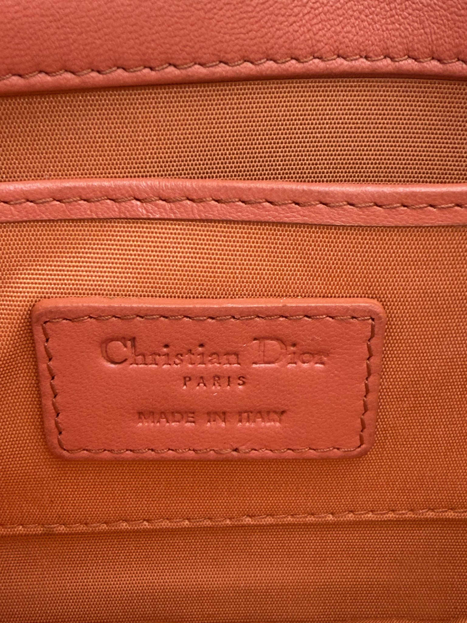 Christian Dior Coral Cannage Leather Lady Dior Chain Clutch 