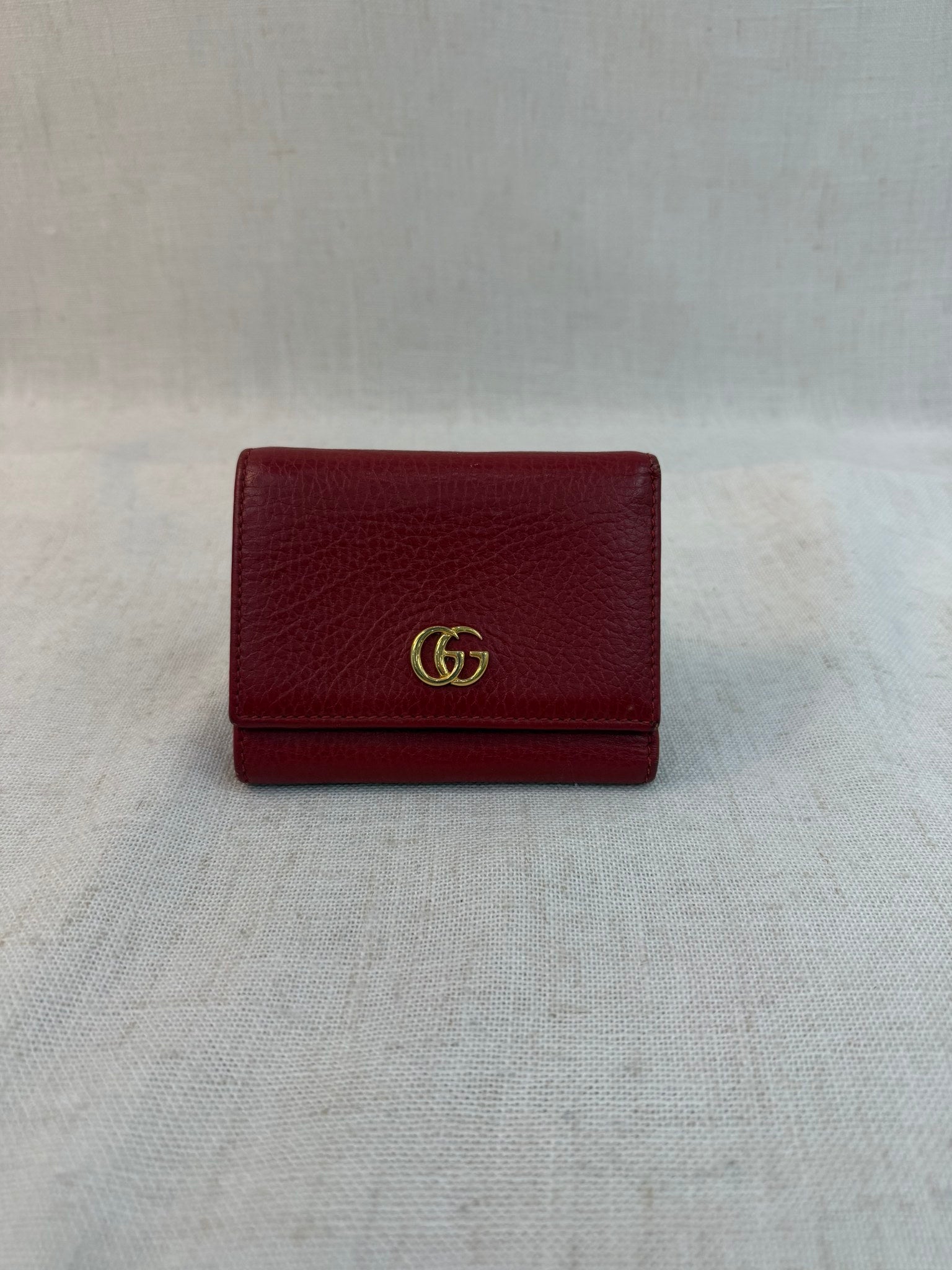 Gucci Red Leather Marmont Compact Wallet