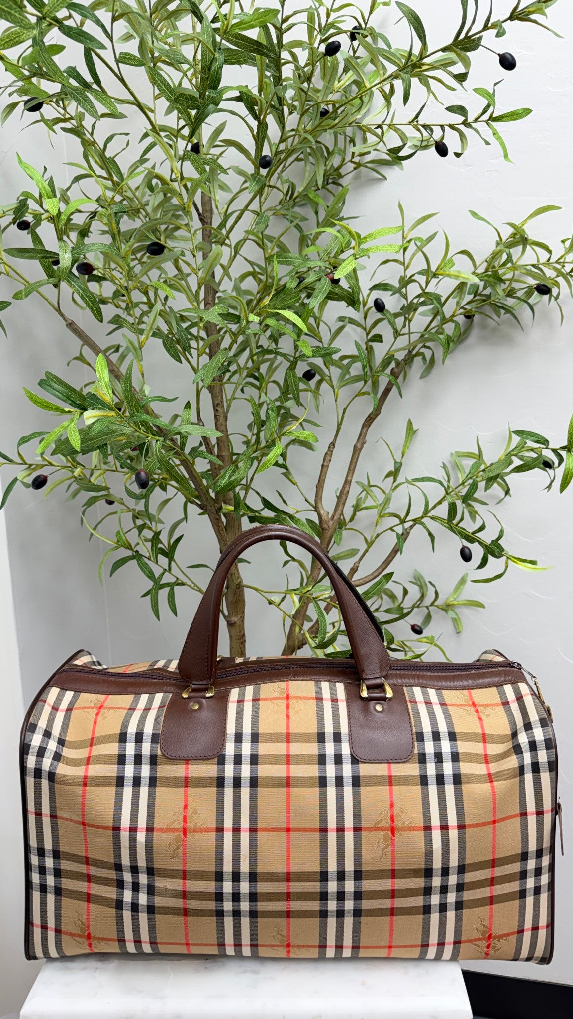 Burberry Beige Novacheck Boston Duffle Bag 