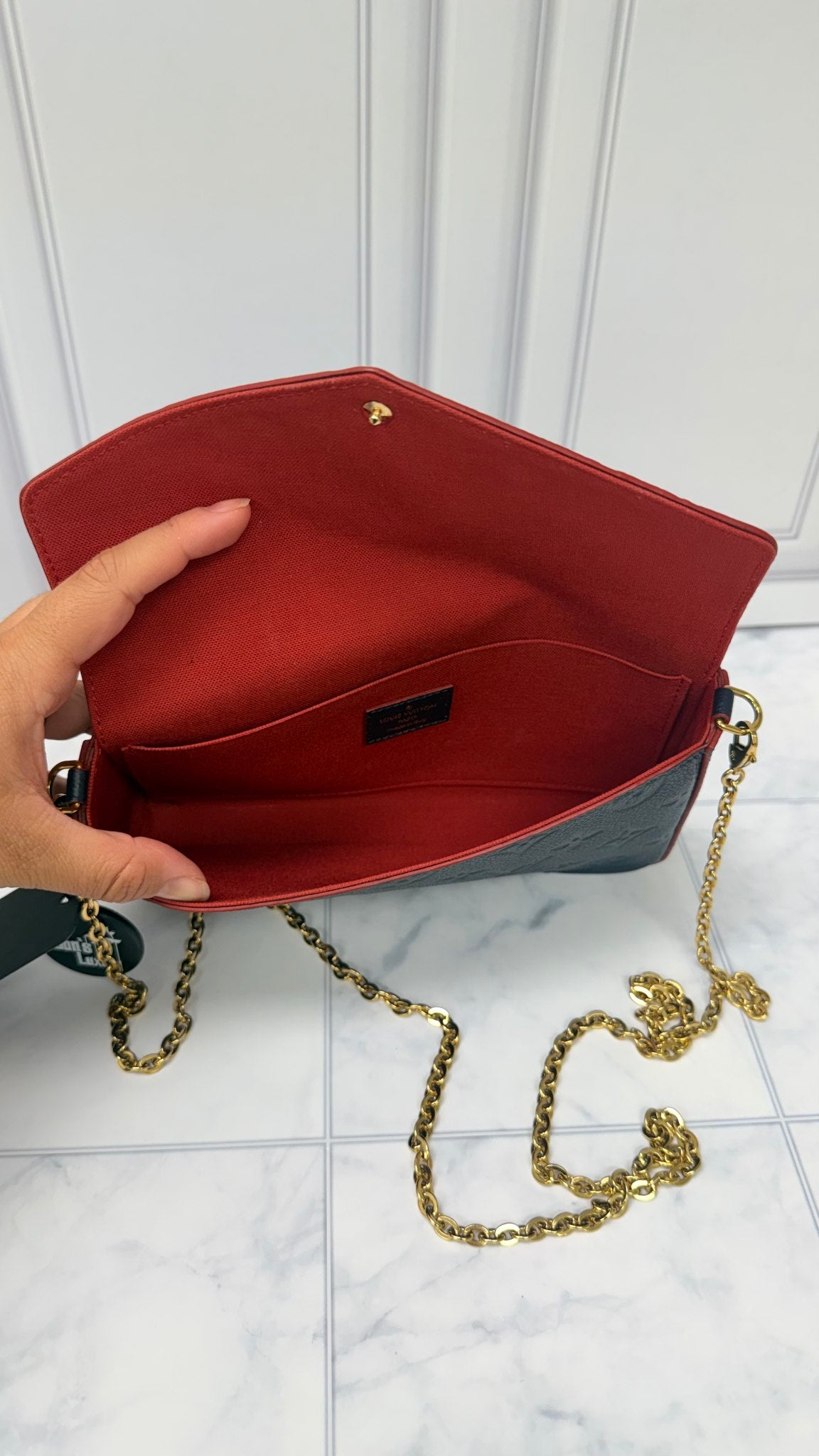 Louis Vuitton Navy Blue Monogram Empreinte Leather Pochette Felicie Crossbody