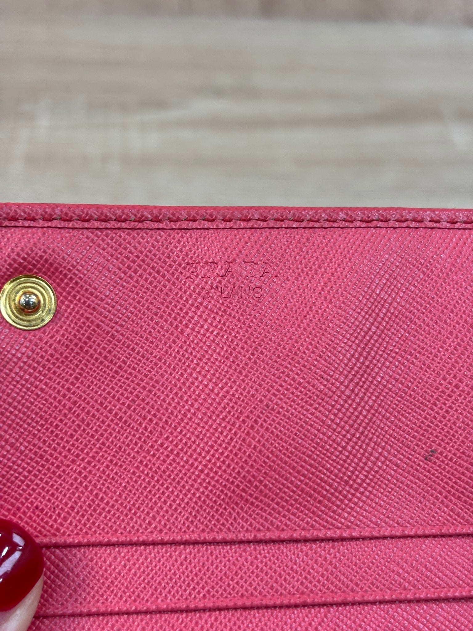 Prada Pink Leather Long Snap Wallet