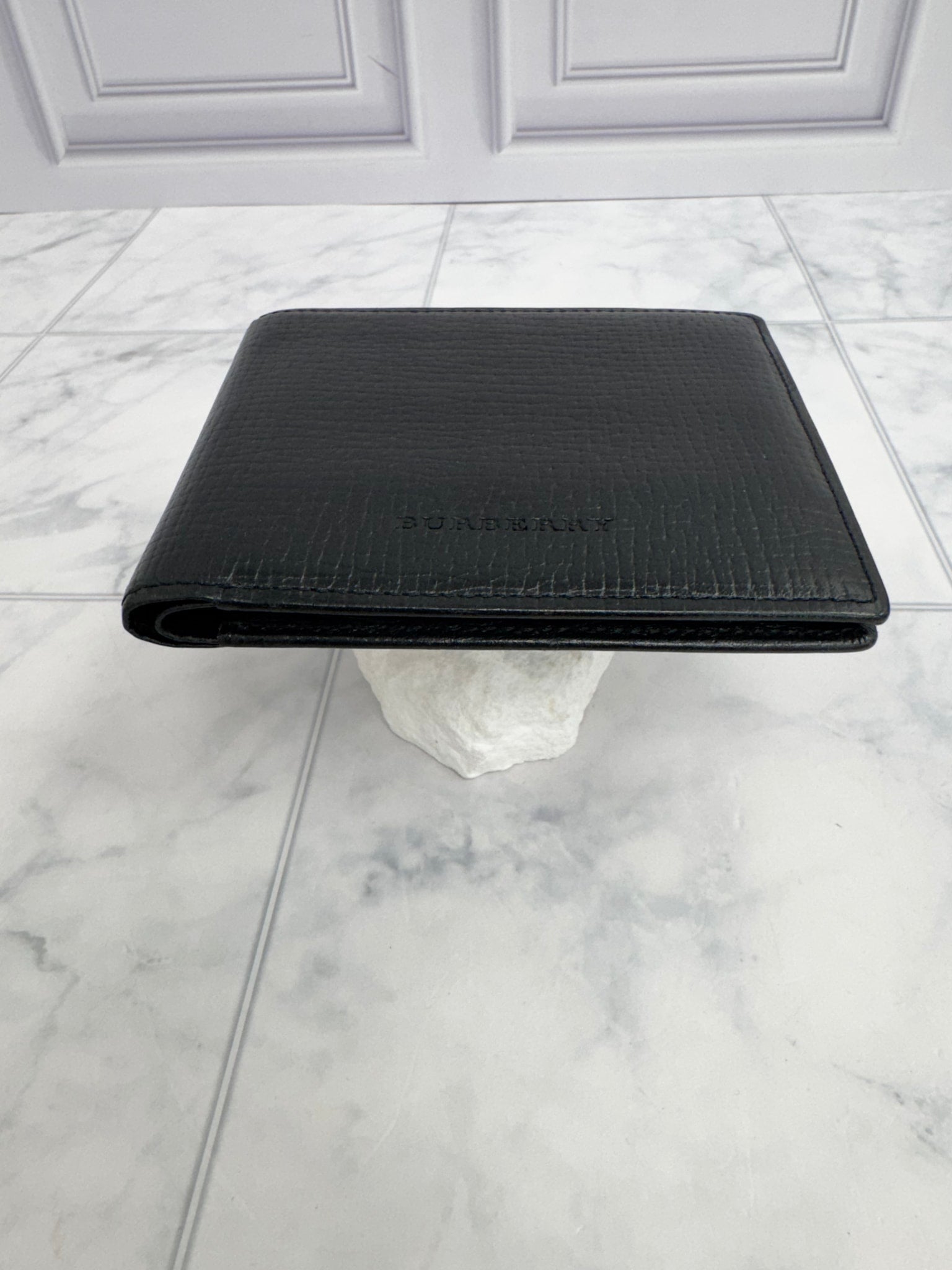 Burberry Black Grained Leather Bifold Wallet