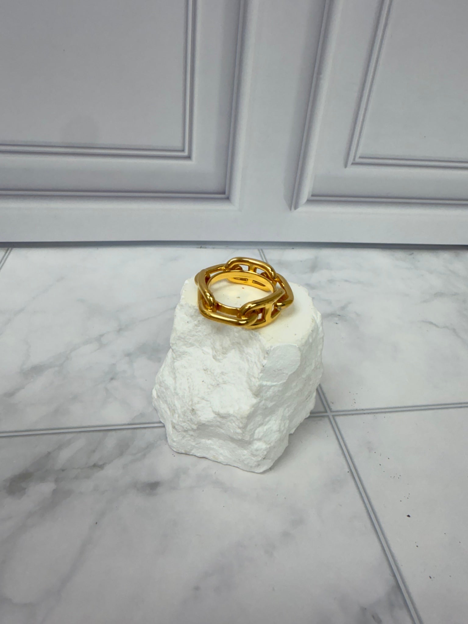 Hermes Gold Tone Regate Chaine d'Ancre Scarf Ring
