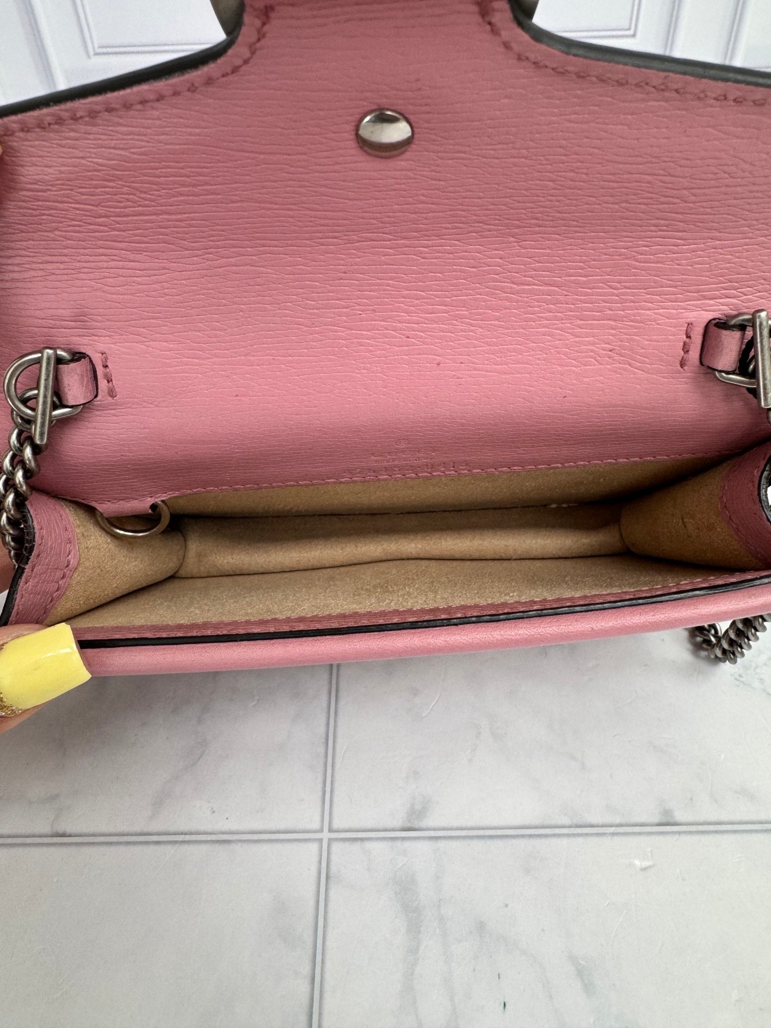 Gucci Pink GG Supreme Valentines Super Mini Dionysus Crossbody Bag