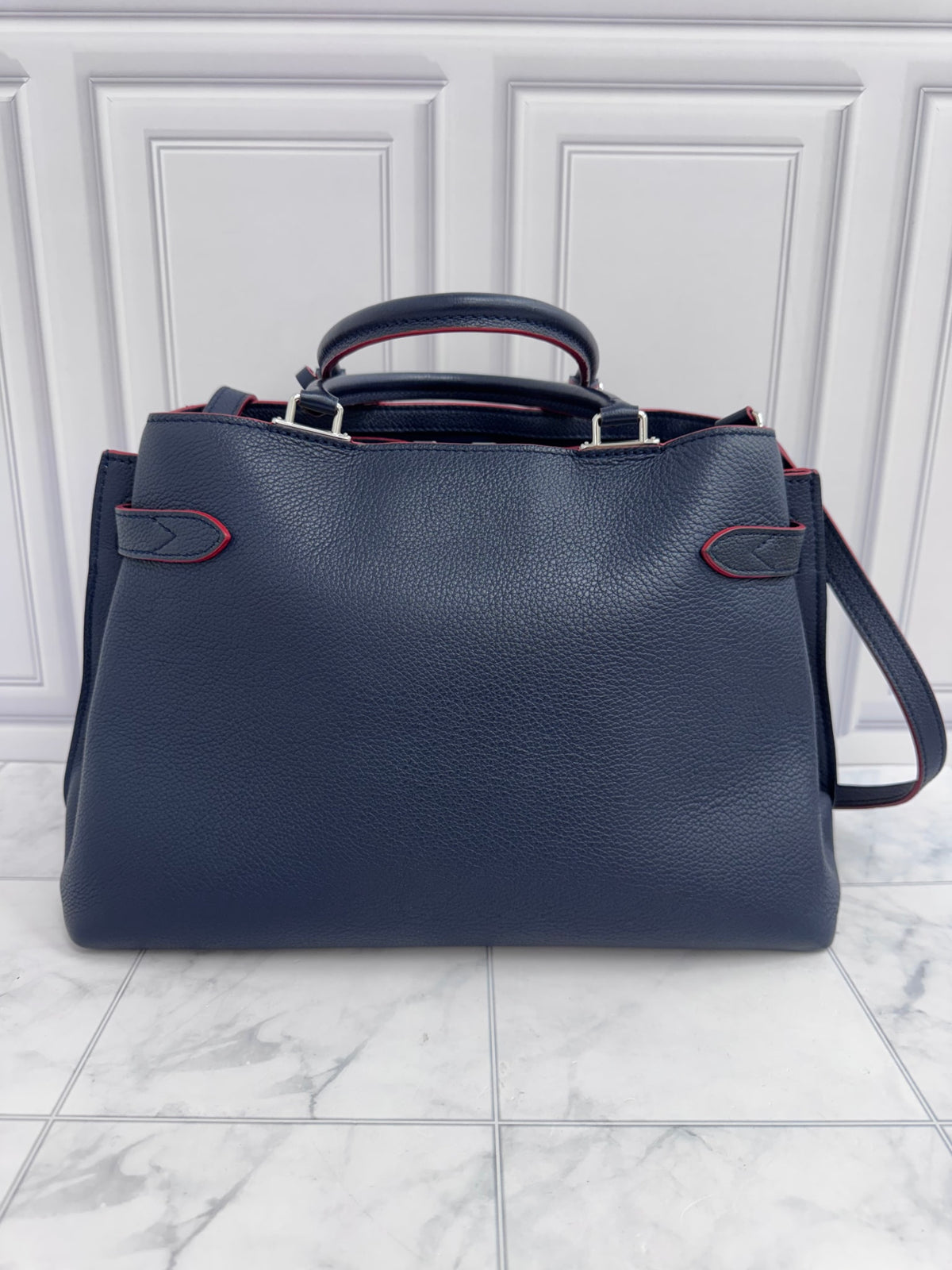 Louis Vuitton Blue Grained Leather Lockme Day Bag
