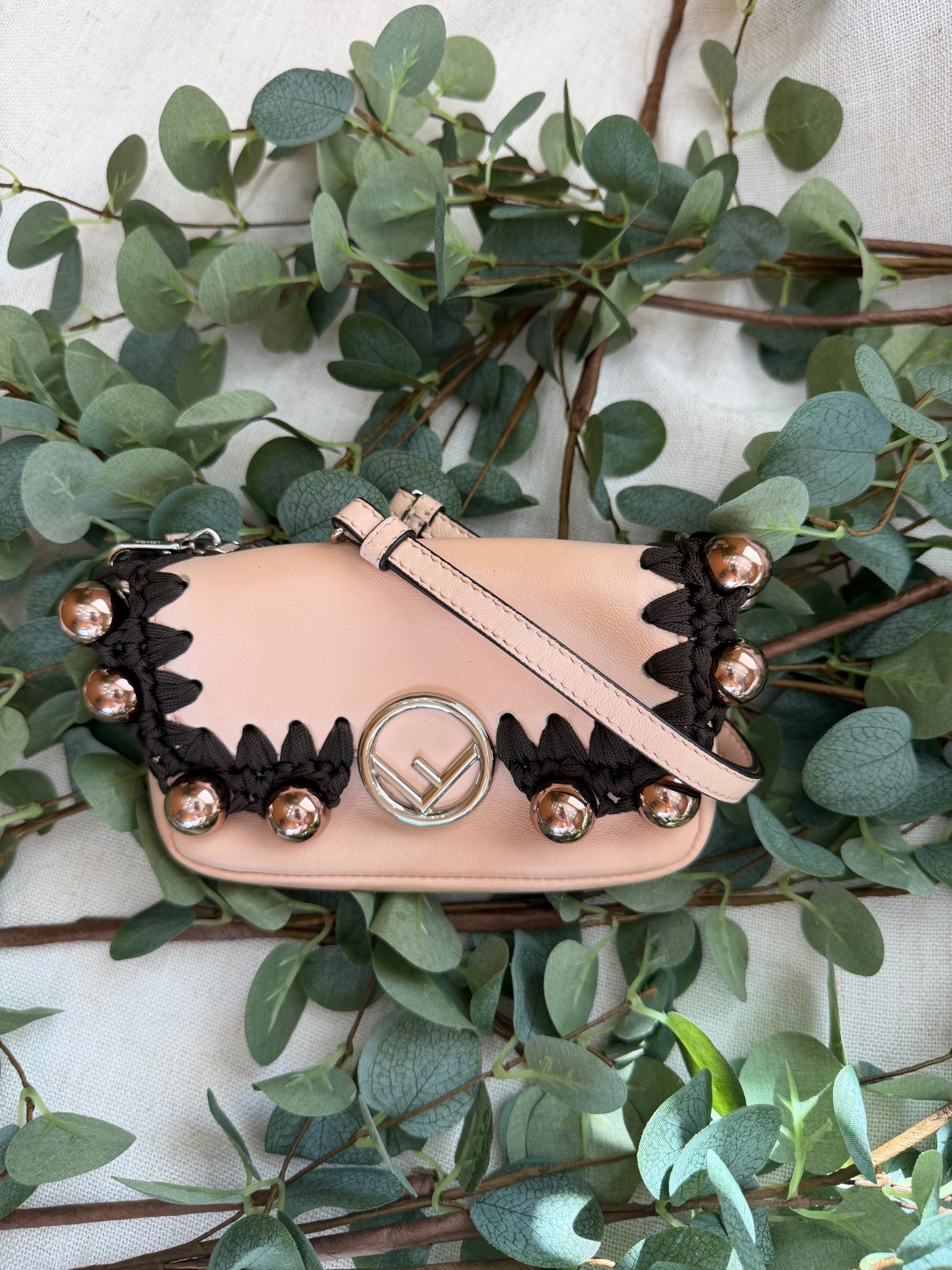 Fendi Beige Leather Kan I Baguette Shoulder Bag 