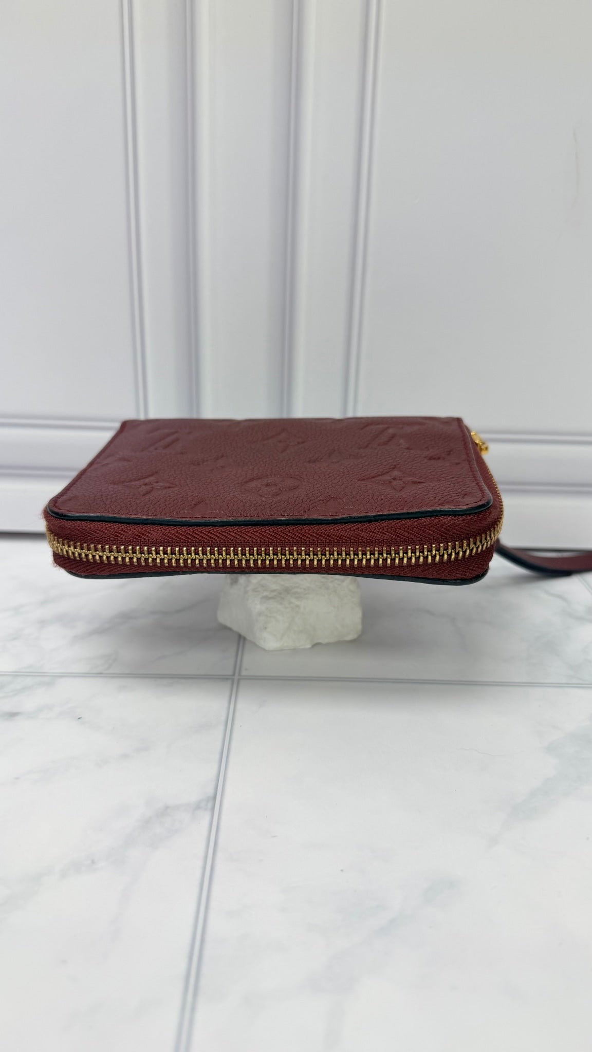 Louis Vuitton Burgundy Monogram Empreinte Leather Secret Compact Zippy Wallet