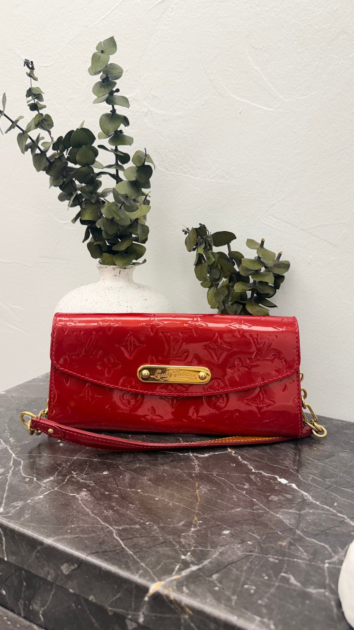 Louis Vuitton Red Vernis Leather Sunset Blvd Shoulder Bag