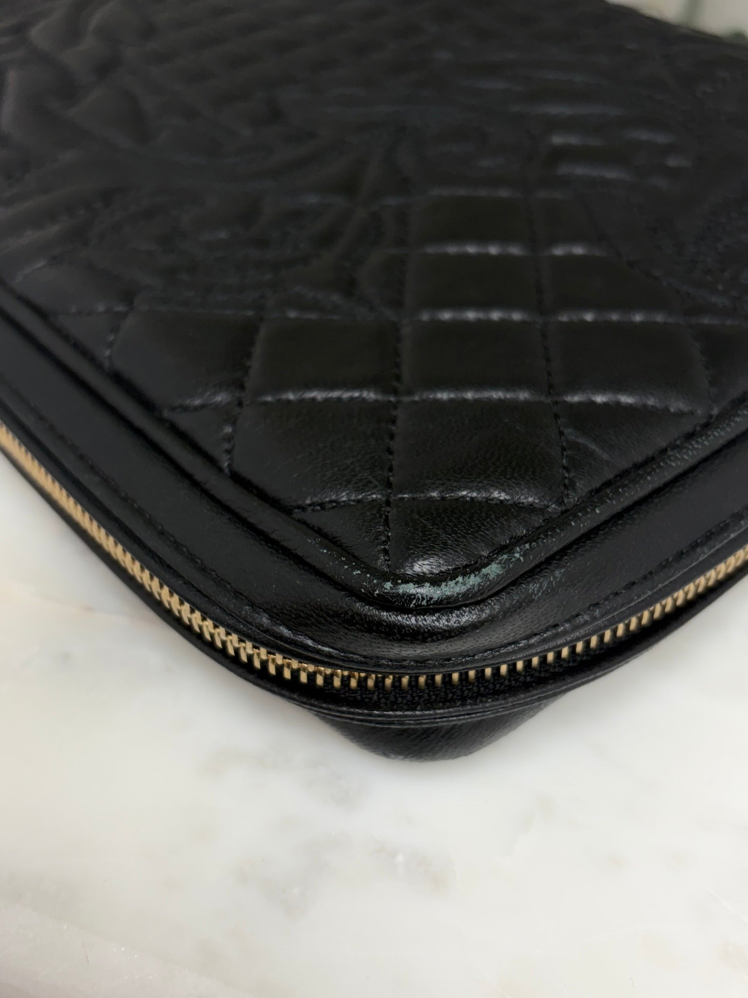 Versace Black Quilted Leather Portfolio