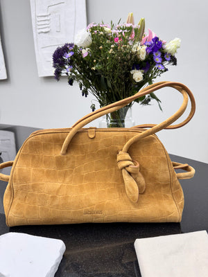 LIKE NEW - Jacquemus Camel Croc Embossed Suede Le Turismo Shoulder Bag