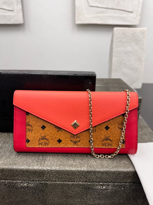 MCM Tricolor Leather Wallet On A Chain