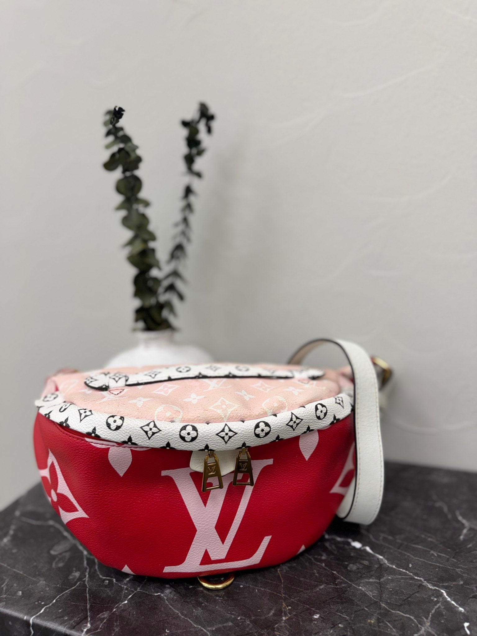Louis Vuitton Pink Red And White Monogram Giant Bumbag 