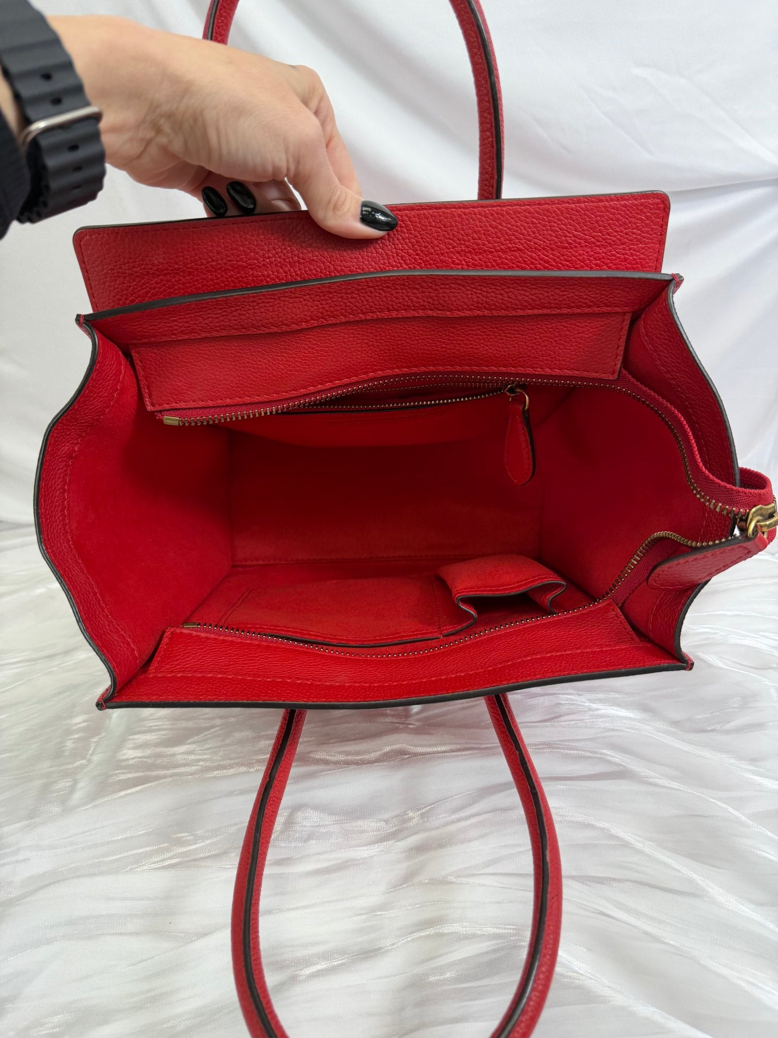 Celine Red Leather Micro Luggage Tote