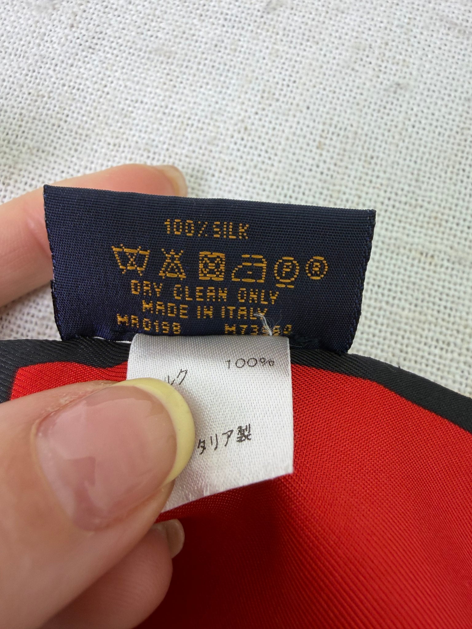 Louis Vuitton Monogram Trunks & Red Silk Twilly 