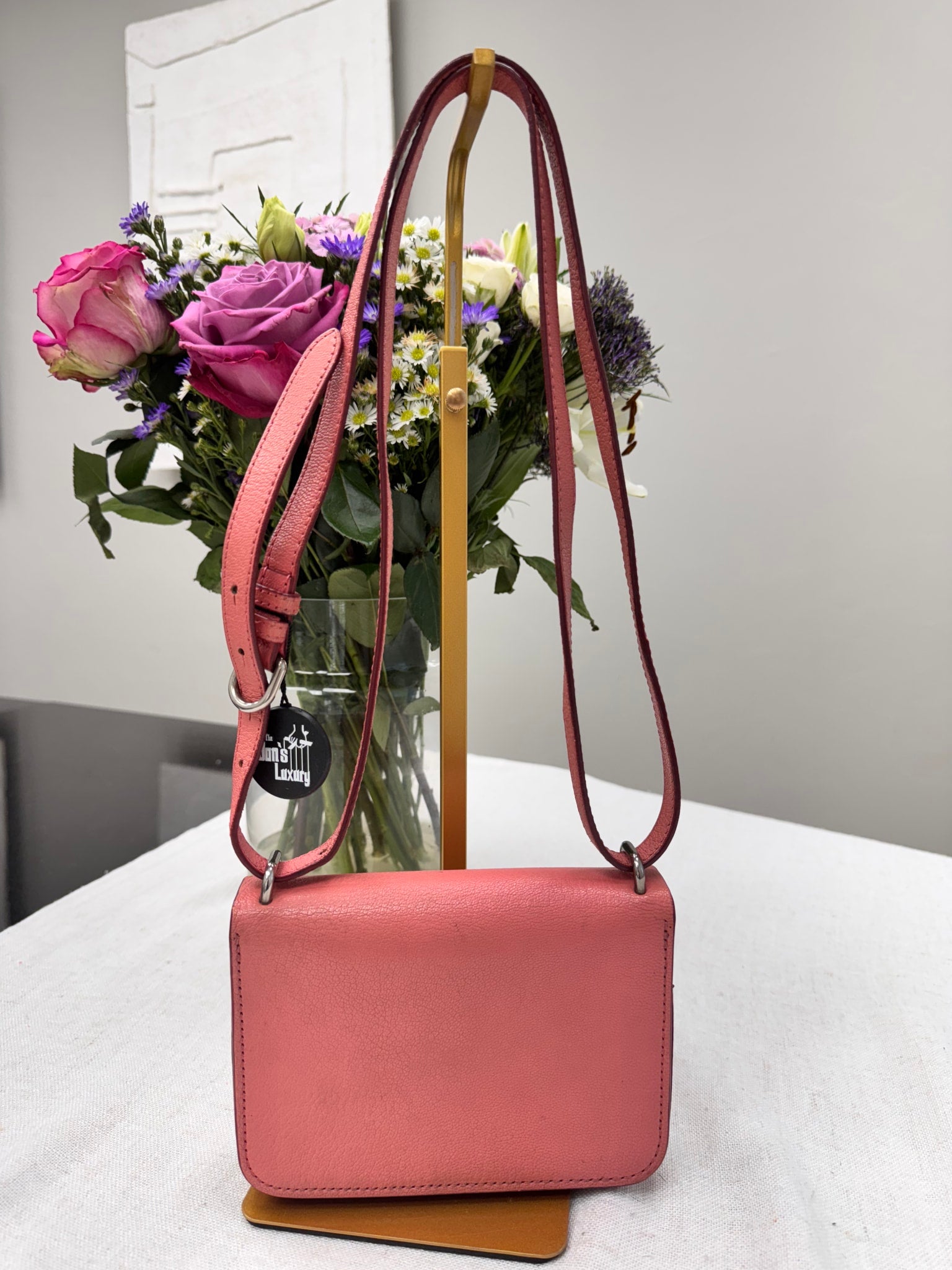 Burberry Pink Grained Leather D-Ring Shoulder bag