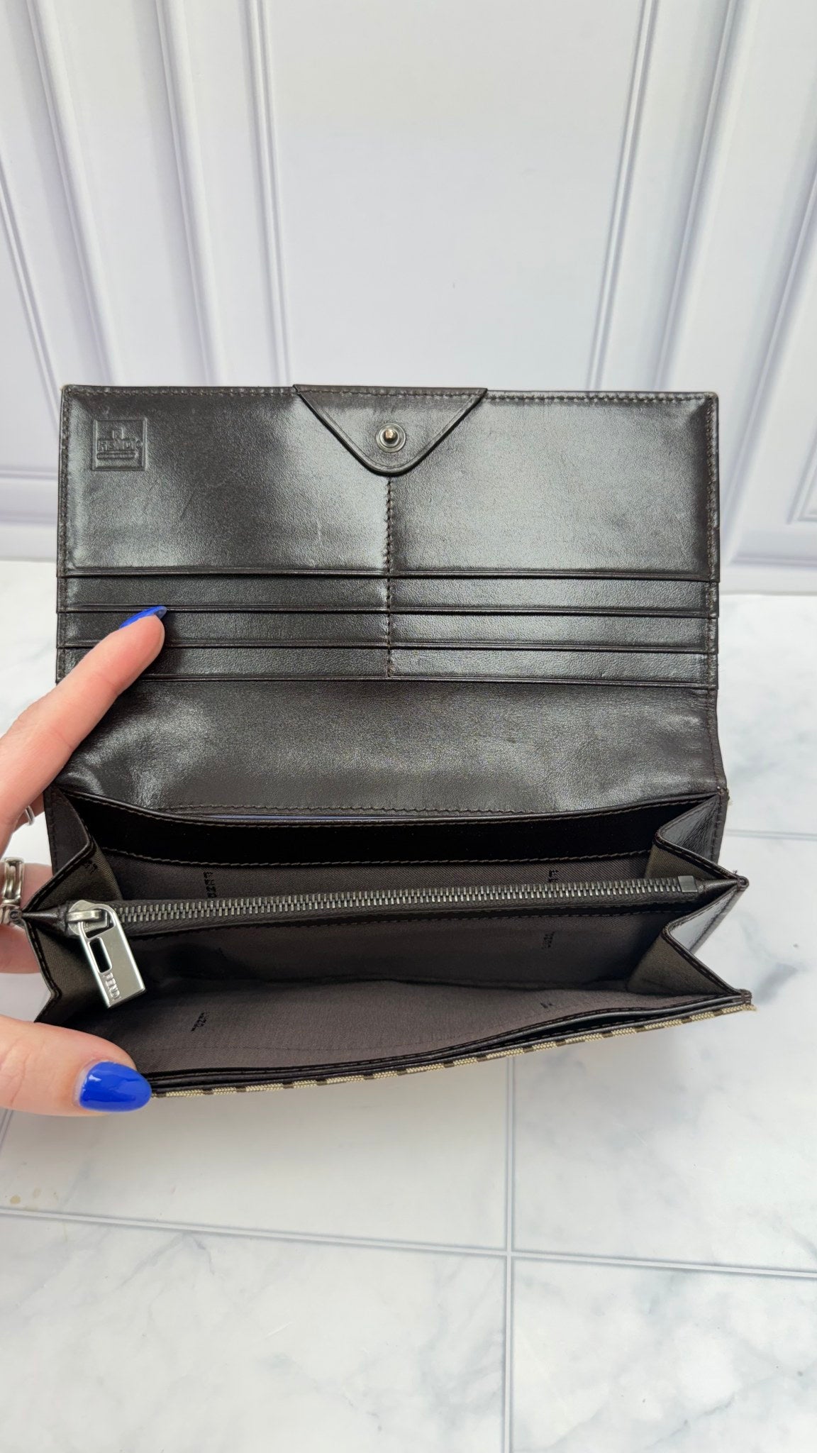 Fendi Brown Zucchino Canvas Long Wallet