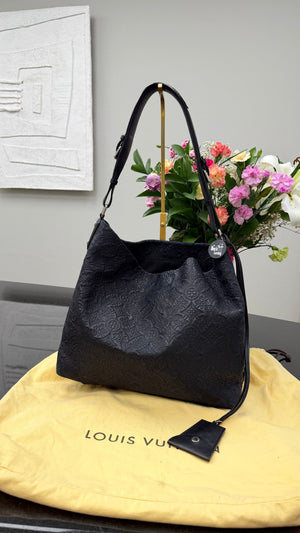 Louis Vuitton Black Quilted Lambskin Leather Antheia Hobo PM