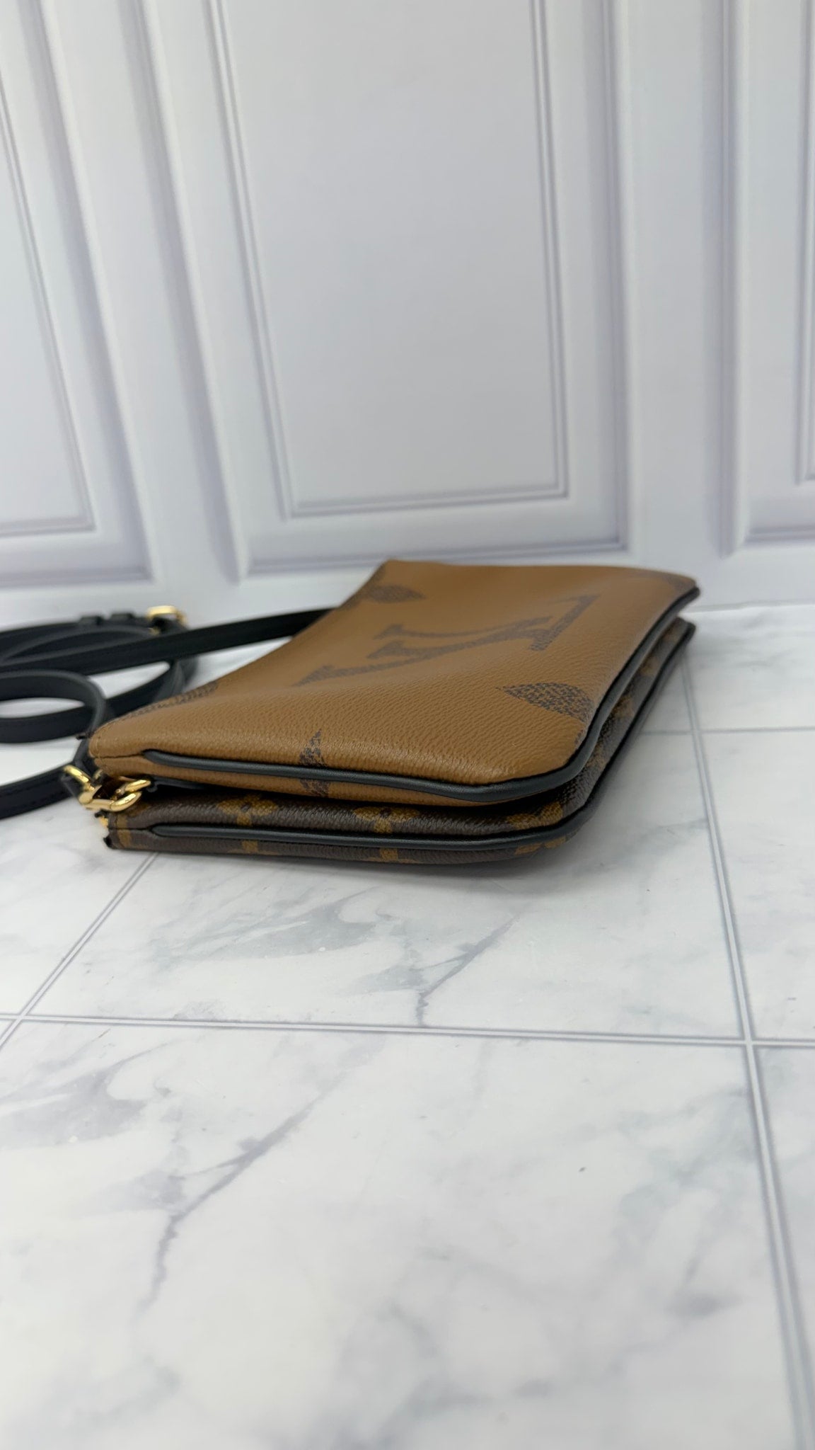 LIKE NEW -  Louis Vuitton Reverse Monogram Double Zip Pochette Crossbody Bag 