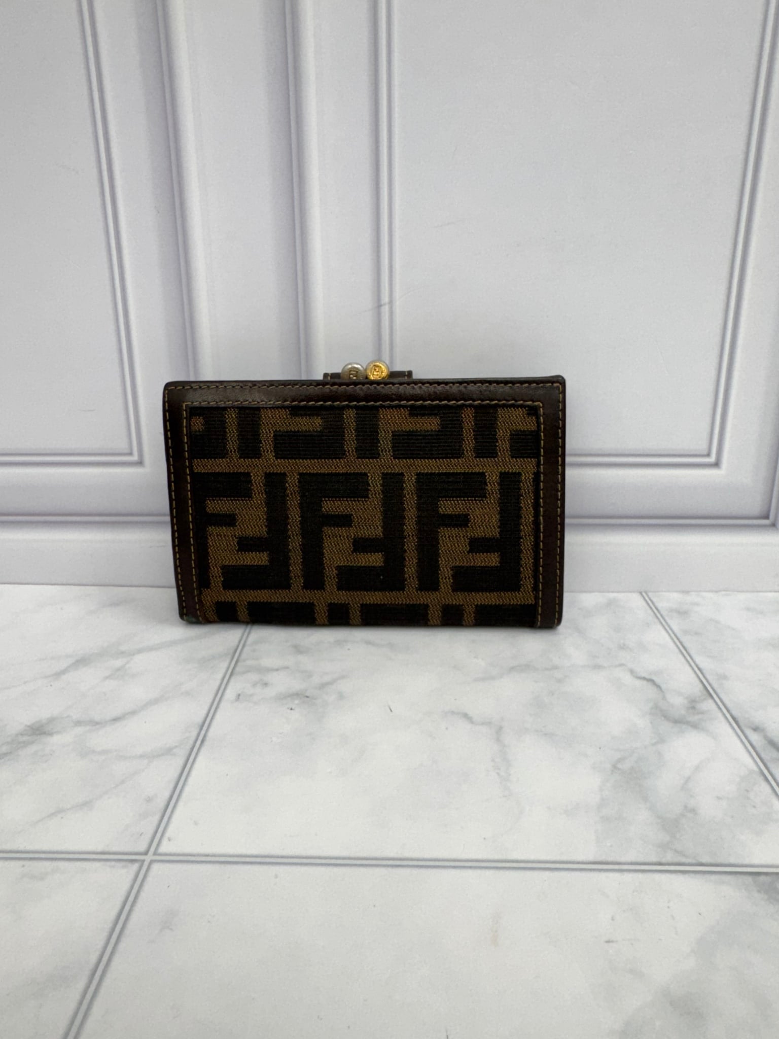 Fendi Brown Zucca Canvas French Wallet