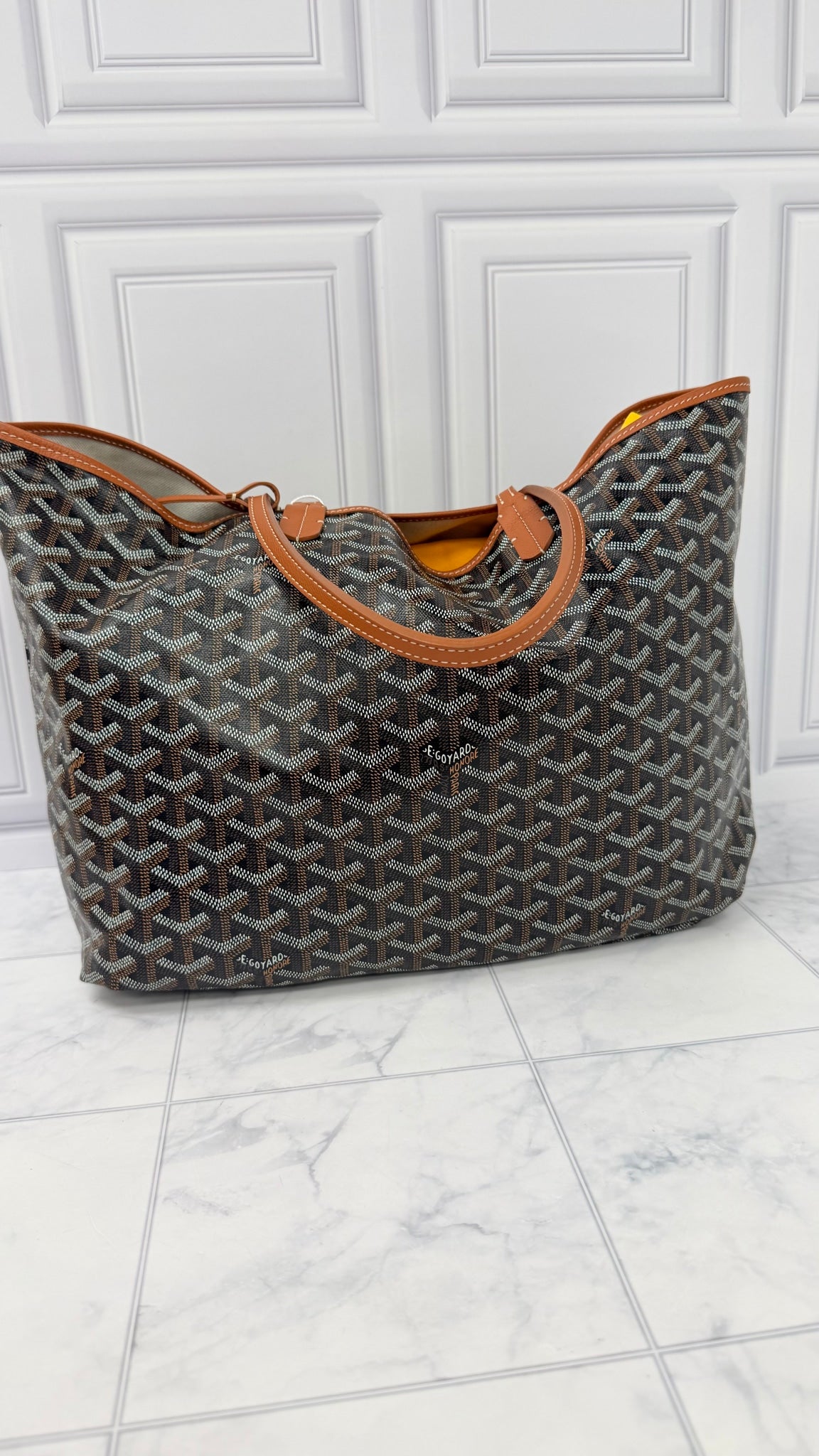 Goyard Brown And Black Goyardine Saint Louis PM Tote Bag 