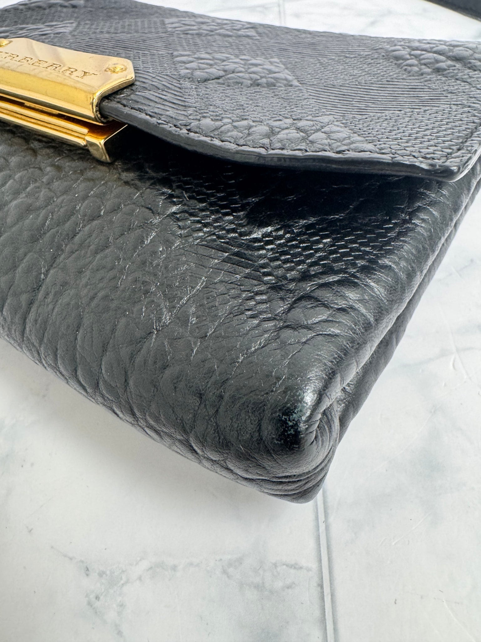 Burberry Black Grained Leather Langley Crossbody Bag