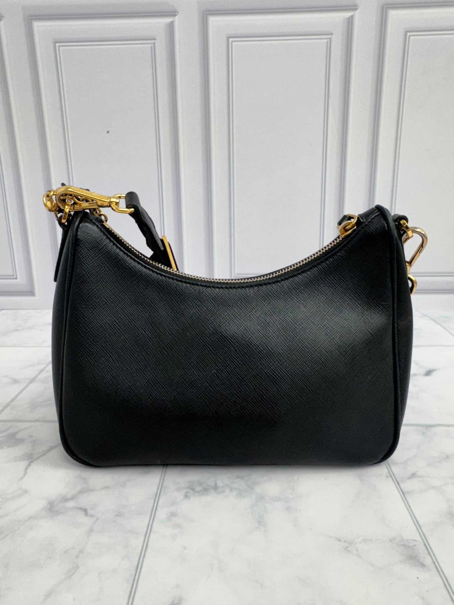 Prada Black Saffiano Leather Re-Edition 2005 Crossbody Bag 