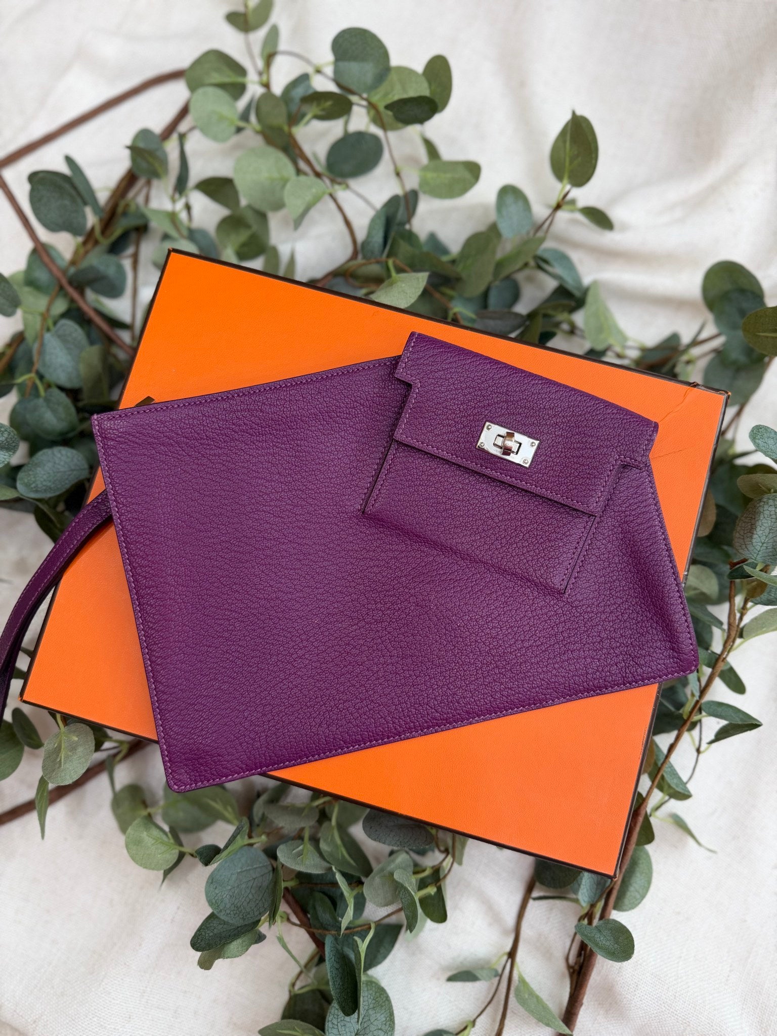 Hermes Anemone Chevre Mysore Kelly Pocket To Go