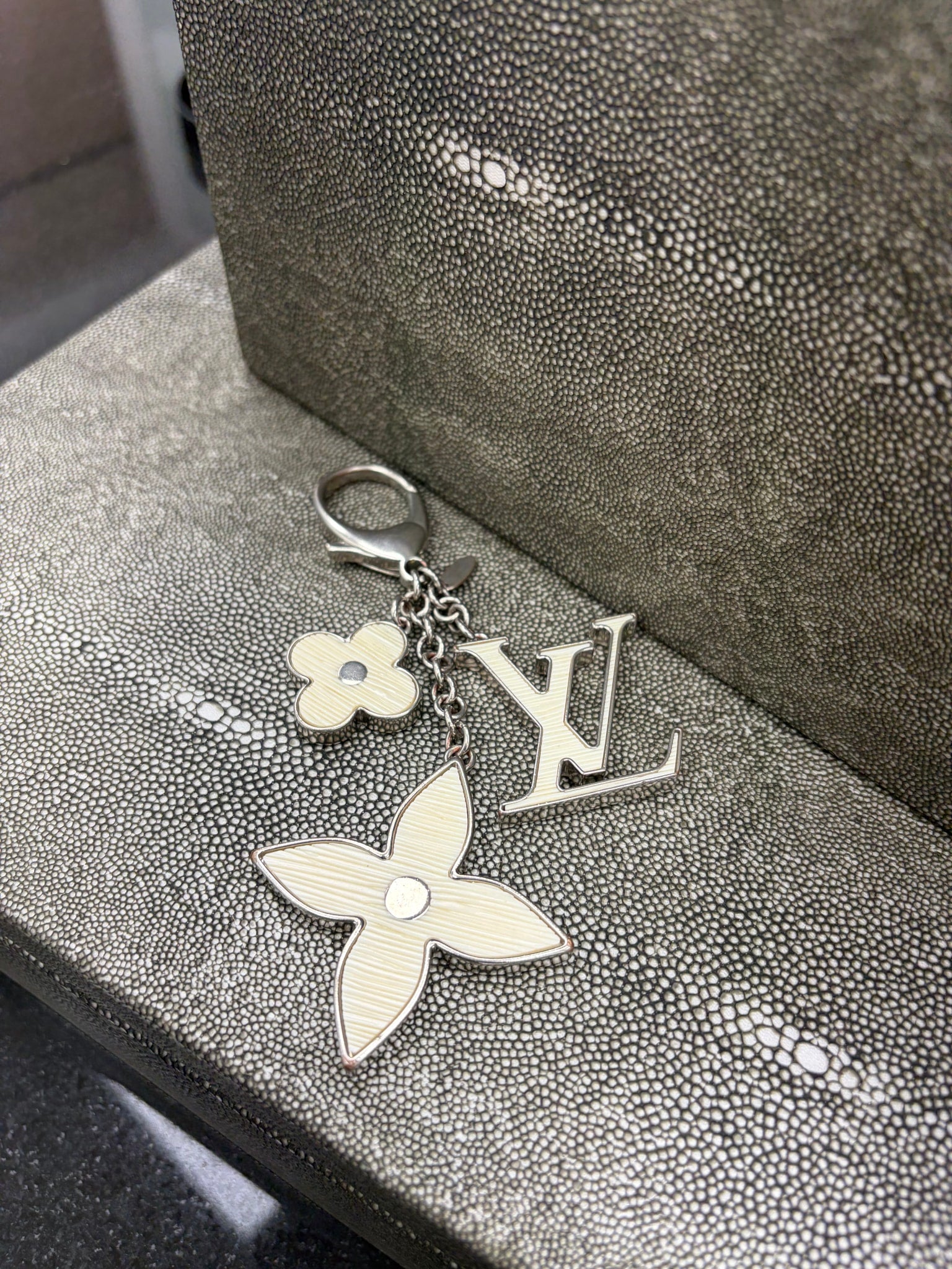 Louis Vuitton Silver Tone & White Epi Bag Charm 