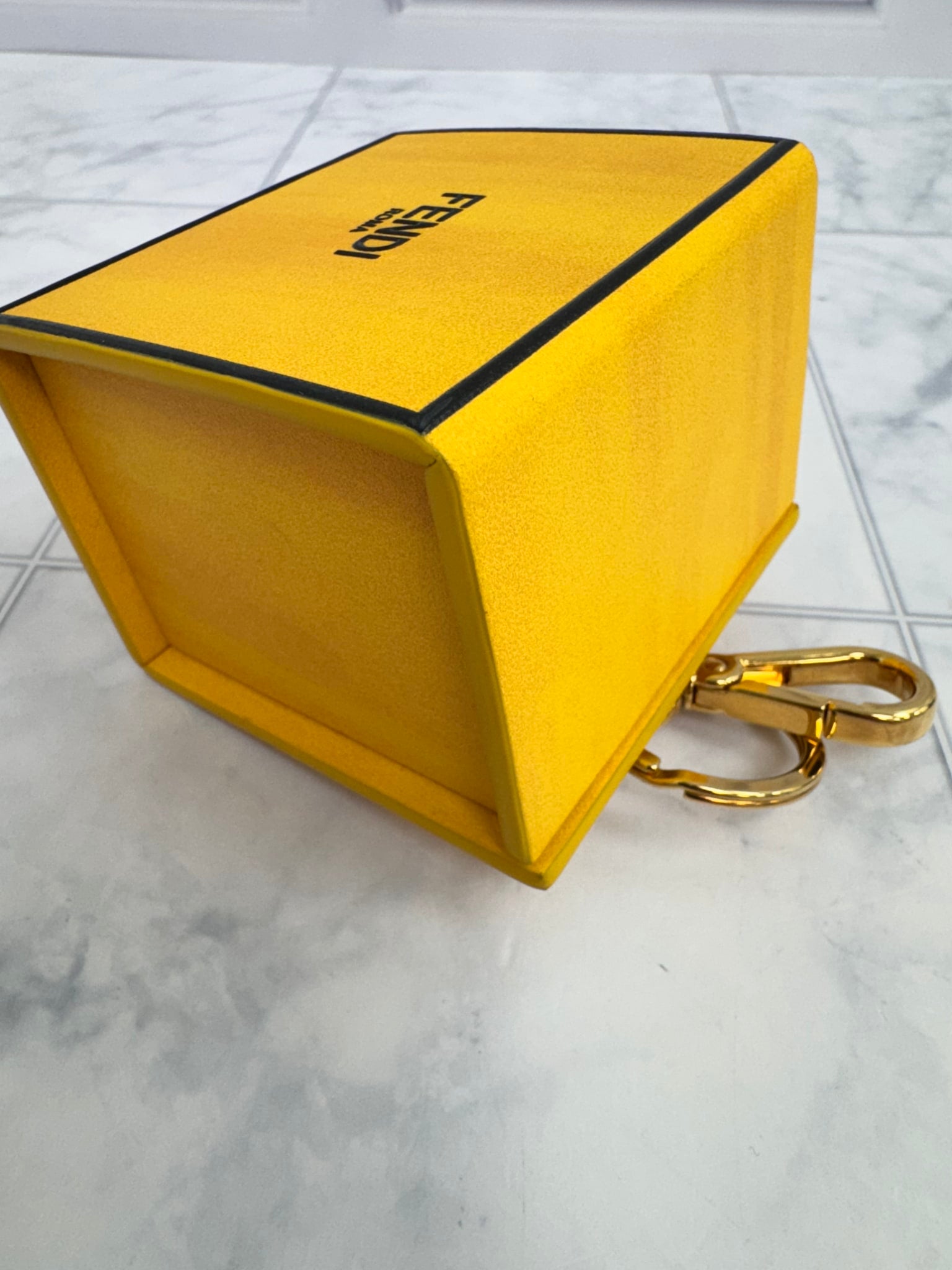 LIKE NEW - Fendi Yellow Leather Roma Mini Box Charm