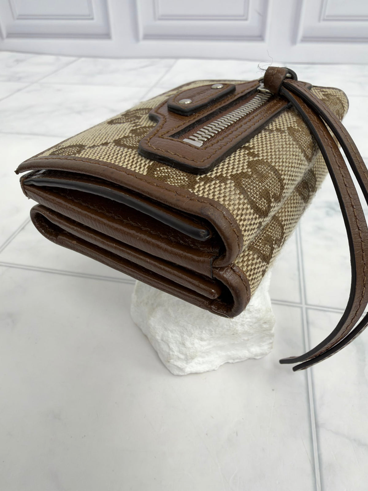 Gucci X Balenciaga Brown GG Canvas The Hacker Project Neo Classic Compact Wallet