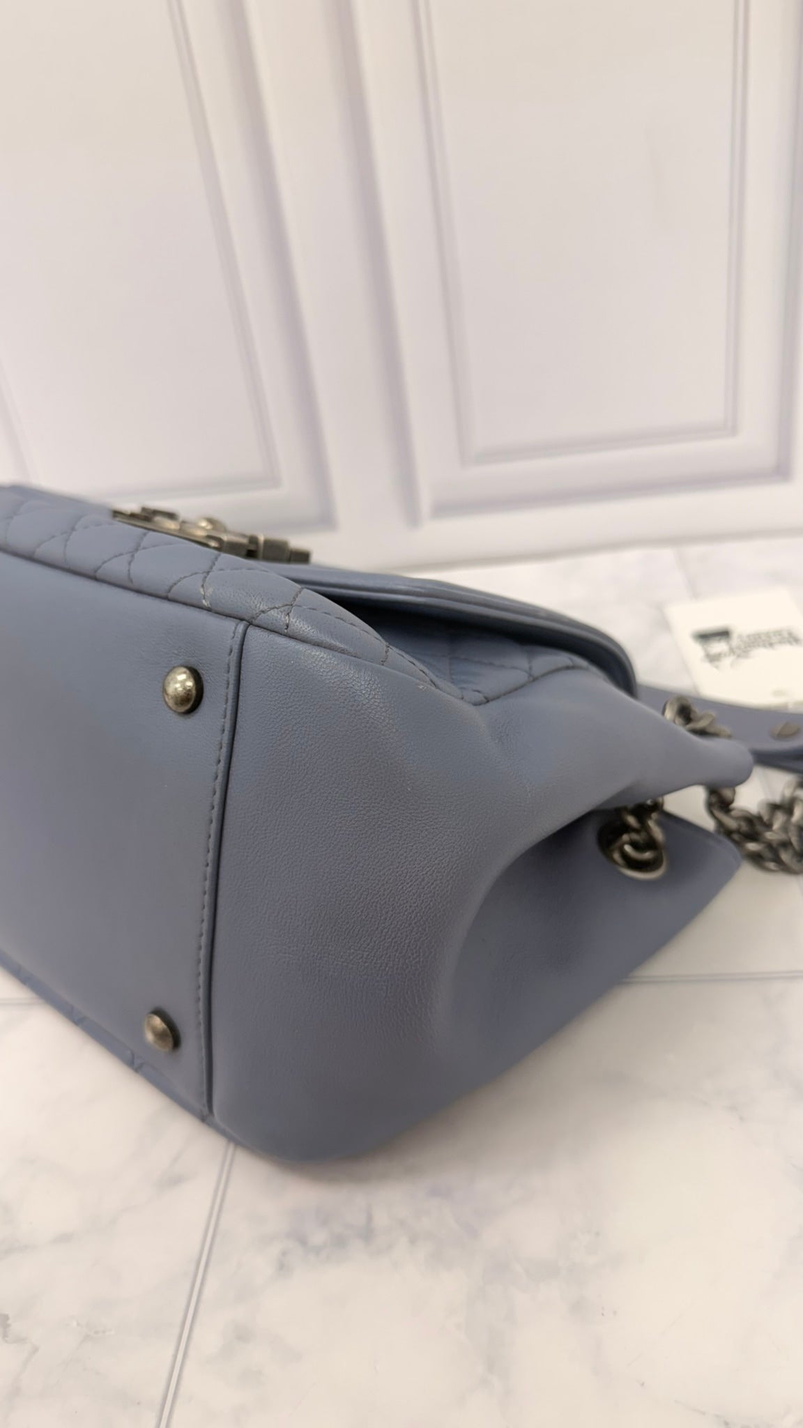 Chanel Dusty Blue Lambskin Leather Old Medium Boy Bag