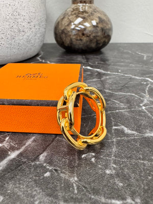 Hermes Gold Tone Regate Chaine D'ancre Scarf Ring