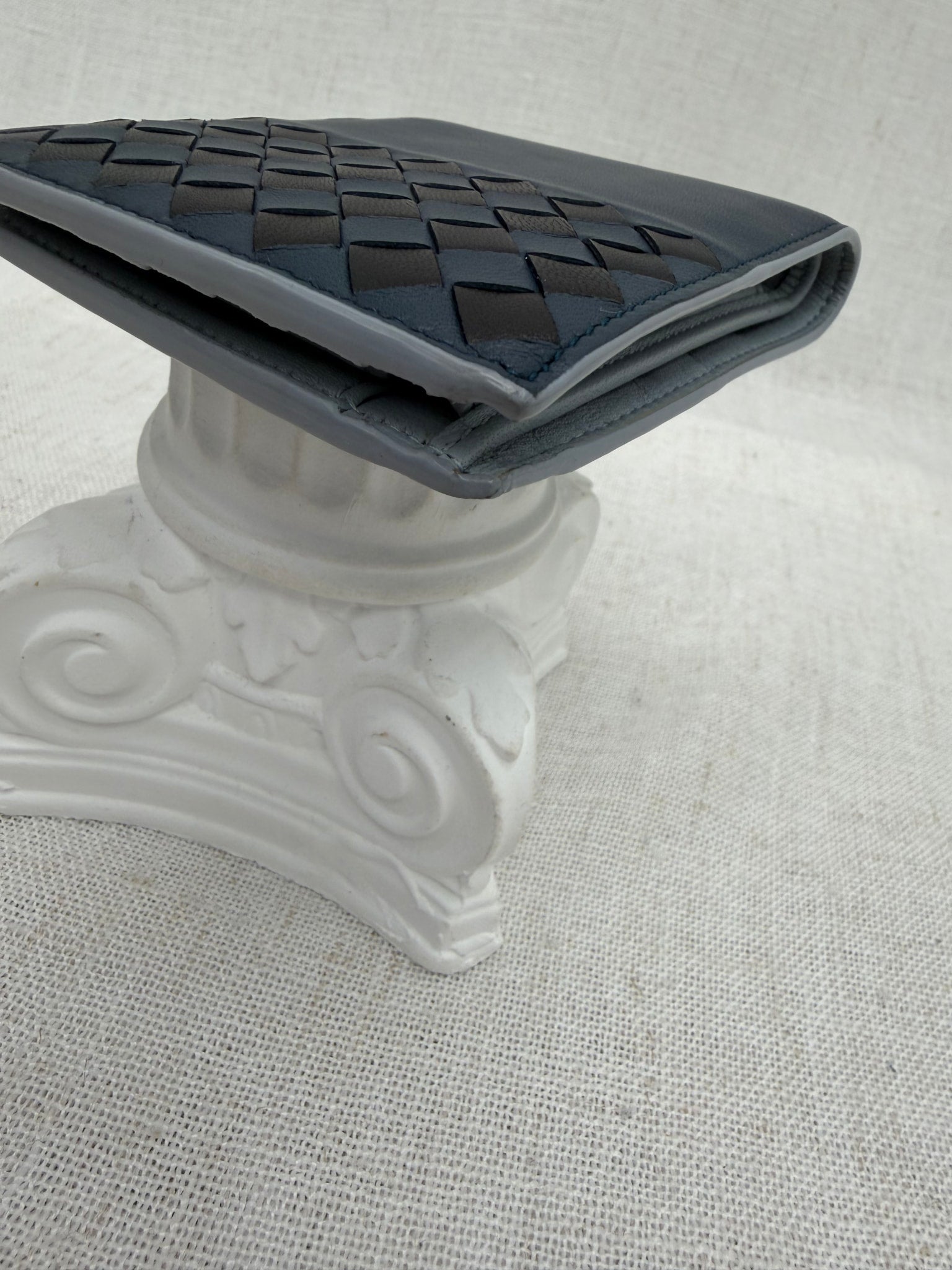 Bottega Veneta Blue & Black Intracciato Leather Bifold