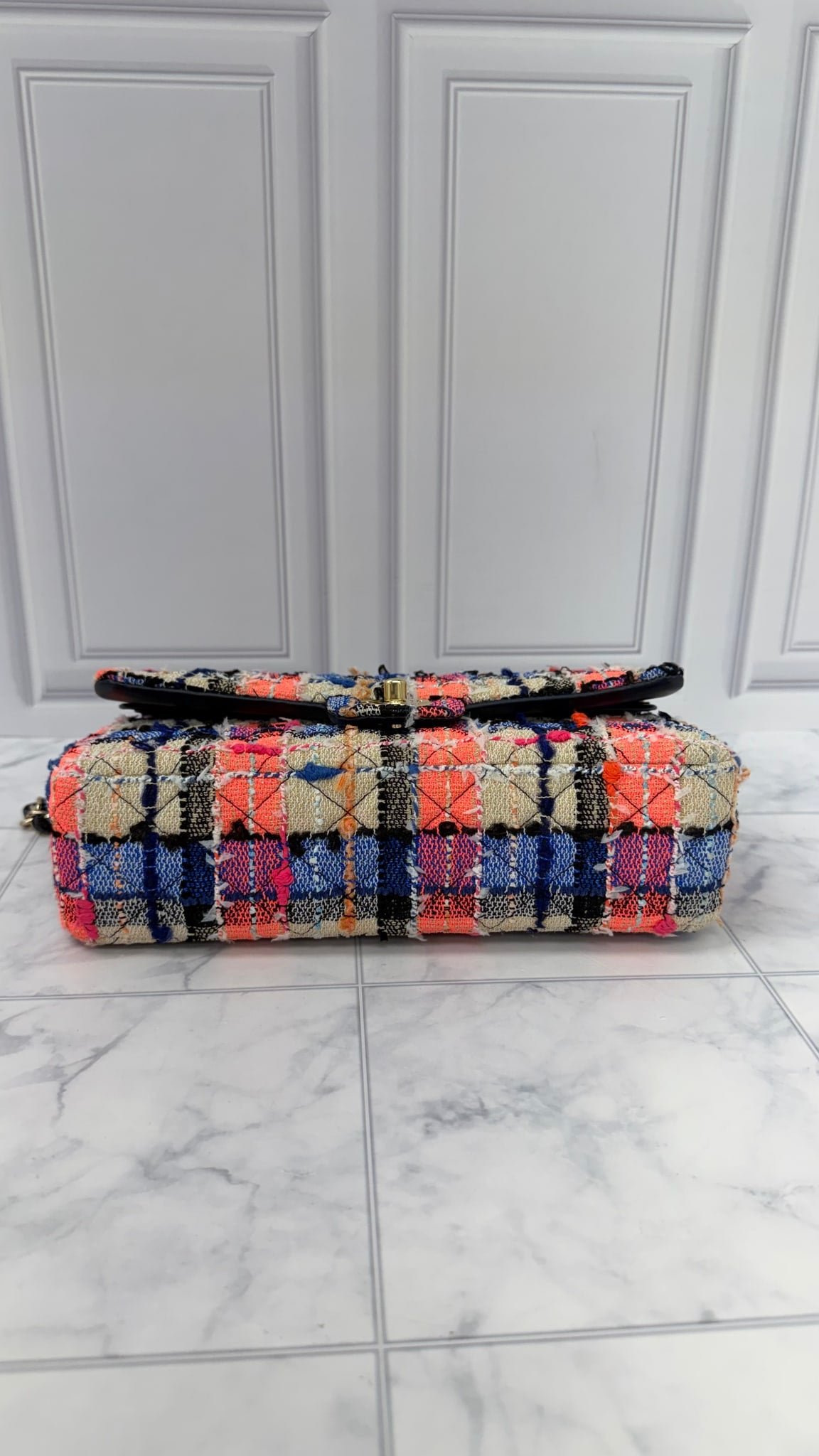 Chanel Multicolor Quilted Tweed Medium Double Flap Bag 