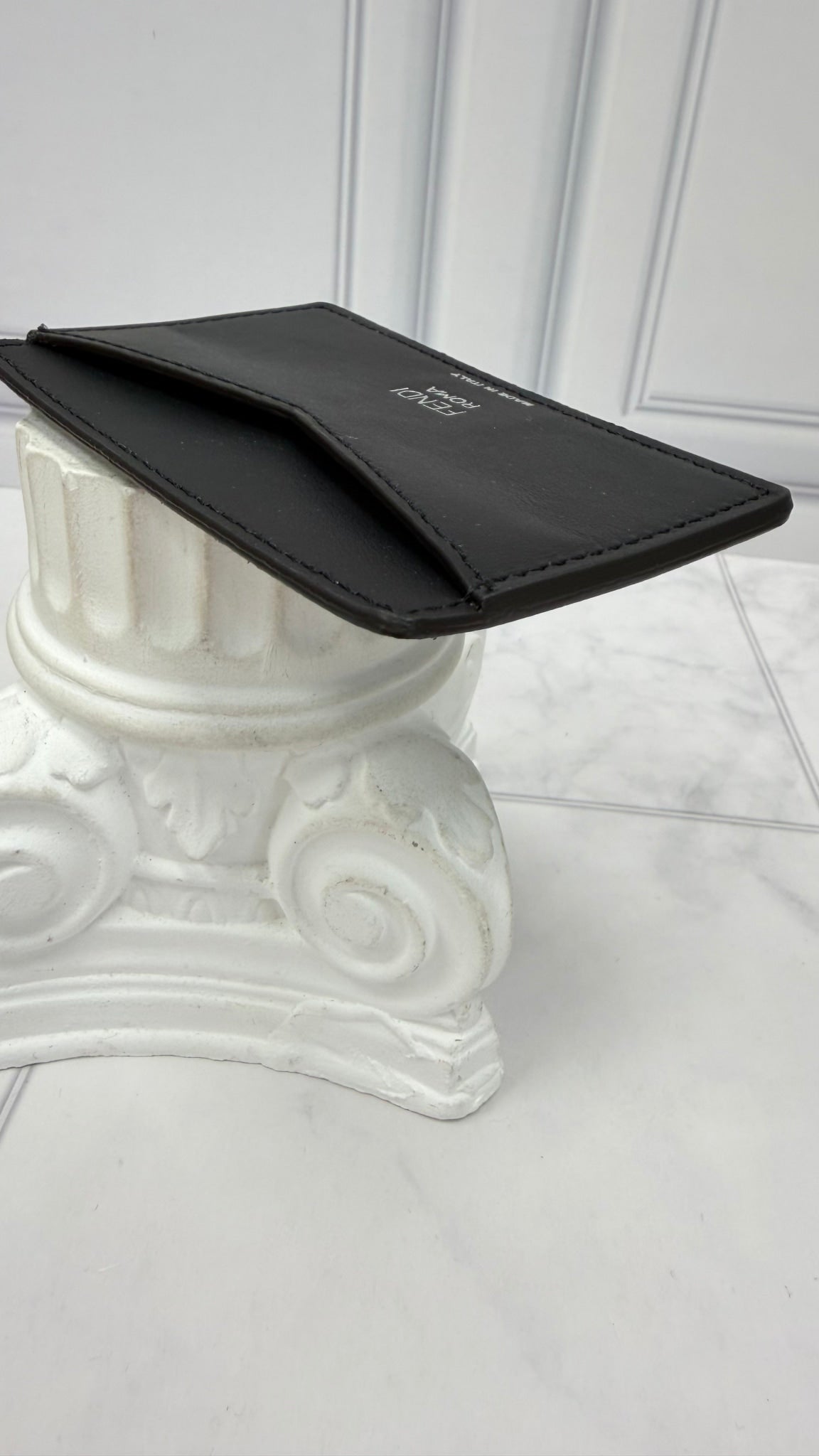 Fendi Zucca PVC & Black Leather Card Case