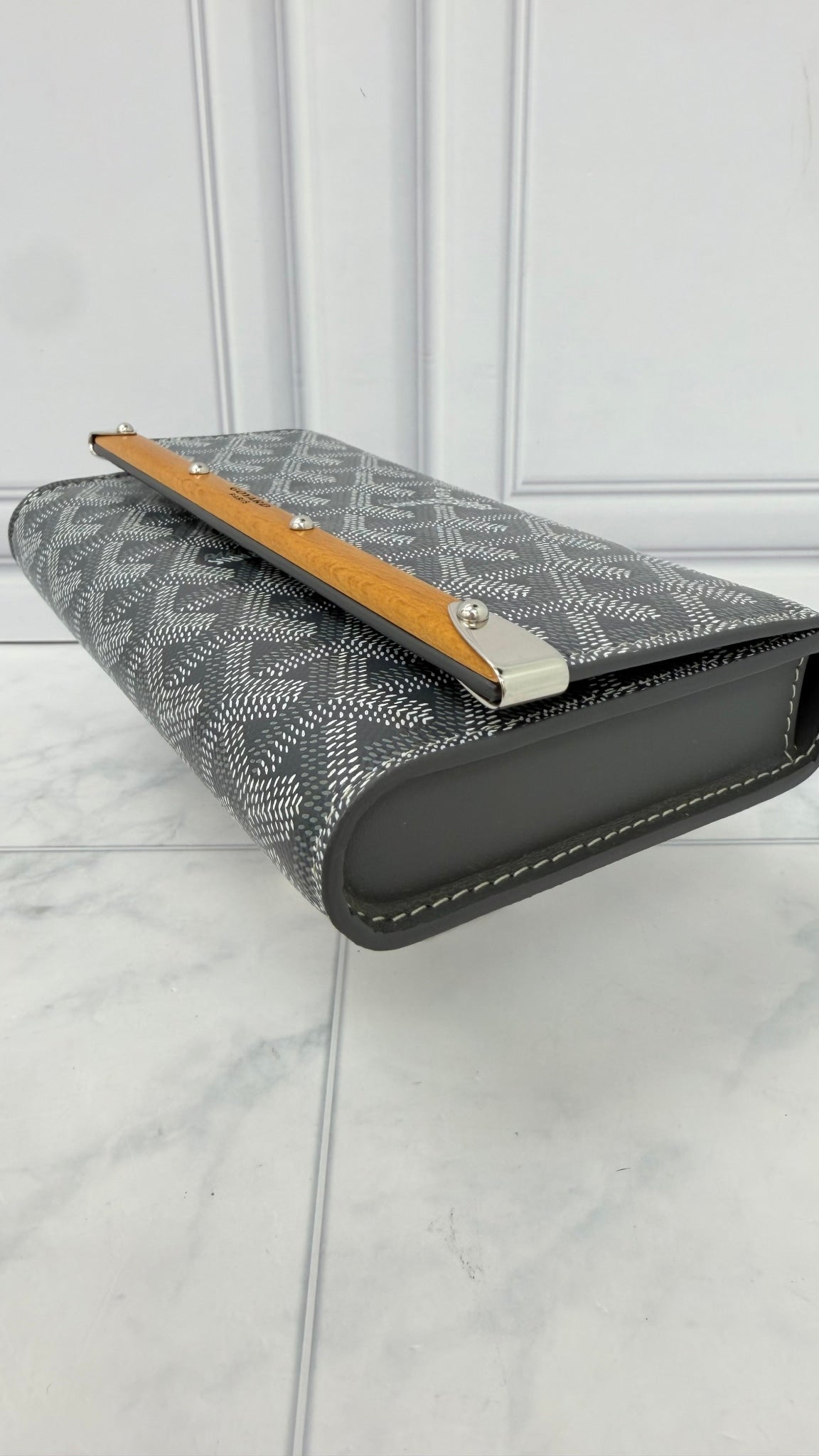LIKE NEW - Goyard Grey Goyardine Monte Carlo Clutch 
