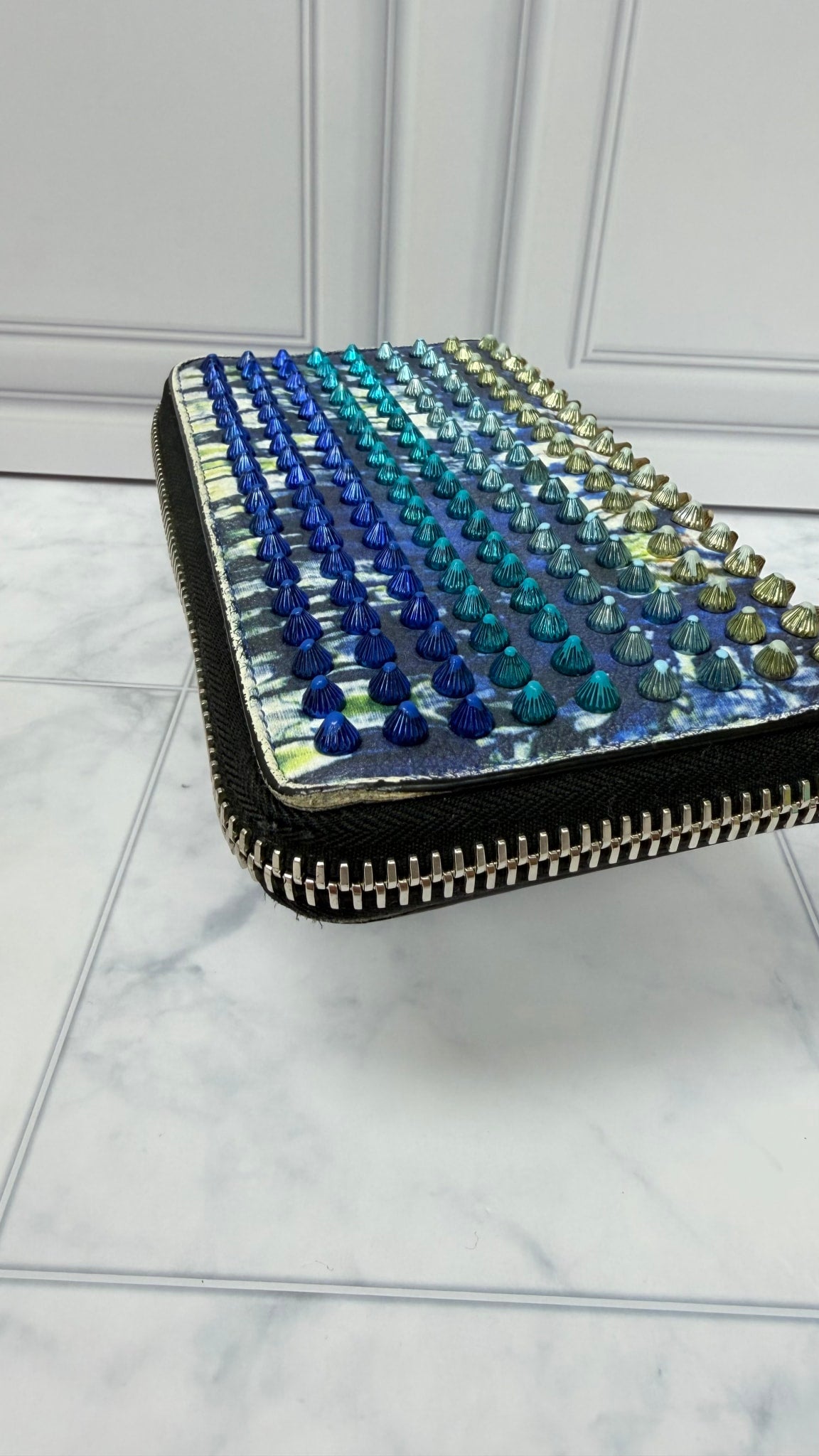 Christian Louboutin Multicolor Leather Panettone Studded Zippy Wallet 