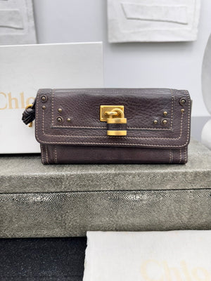Chloe Brown Leather Paddington Long Wallet