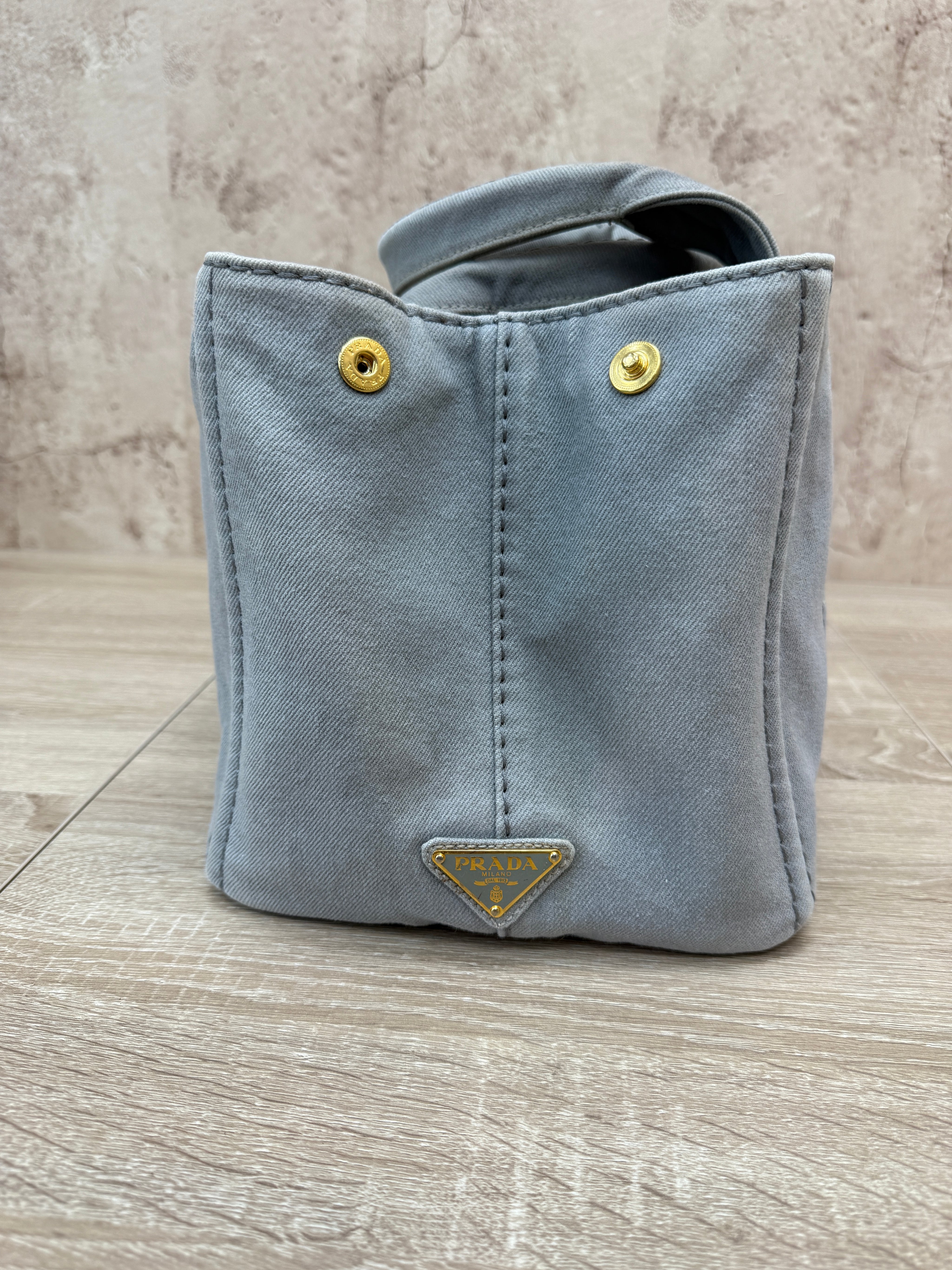 Prada Grey Canvas Medium Canapa Tote