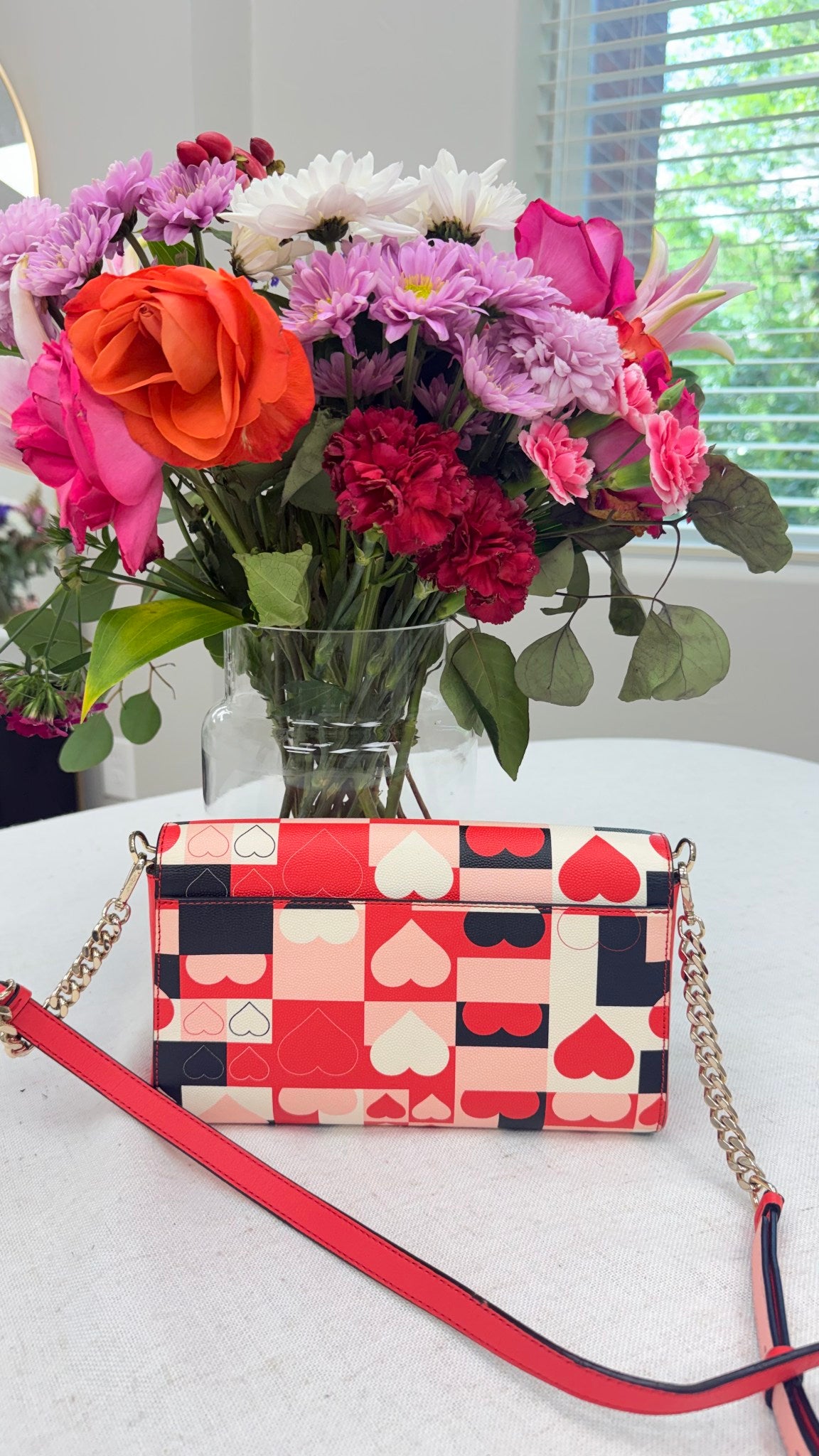 MCM Red Visetos Canvas Millie Cubic Valentine Crossbody Bag