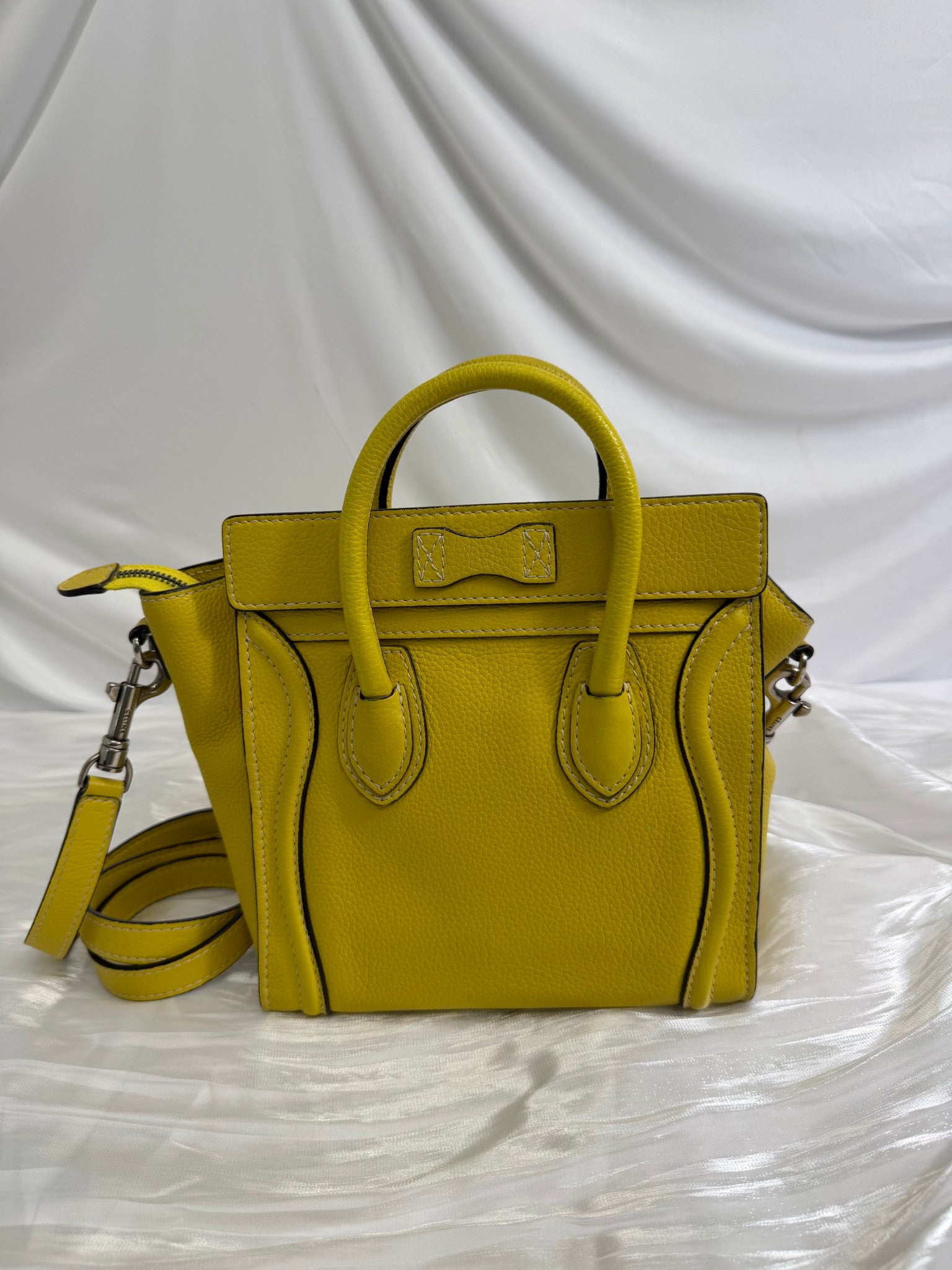 Celine Yellow Leather Nano Luggage Tote