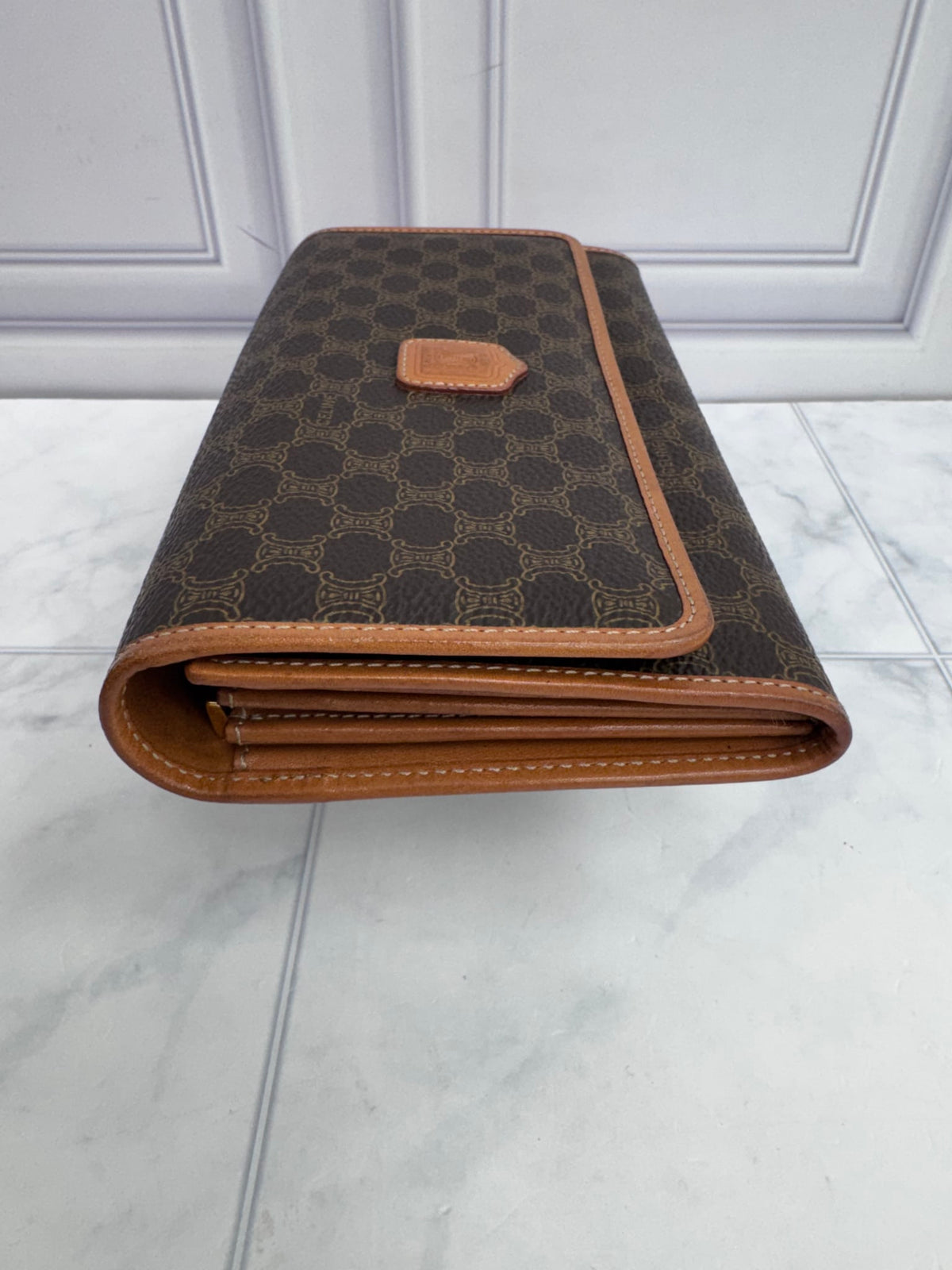 Celine Brown Macadam Coated Canvas Long Wallet
