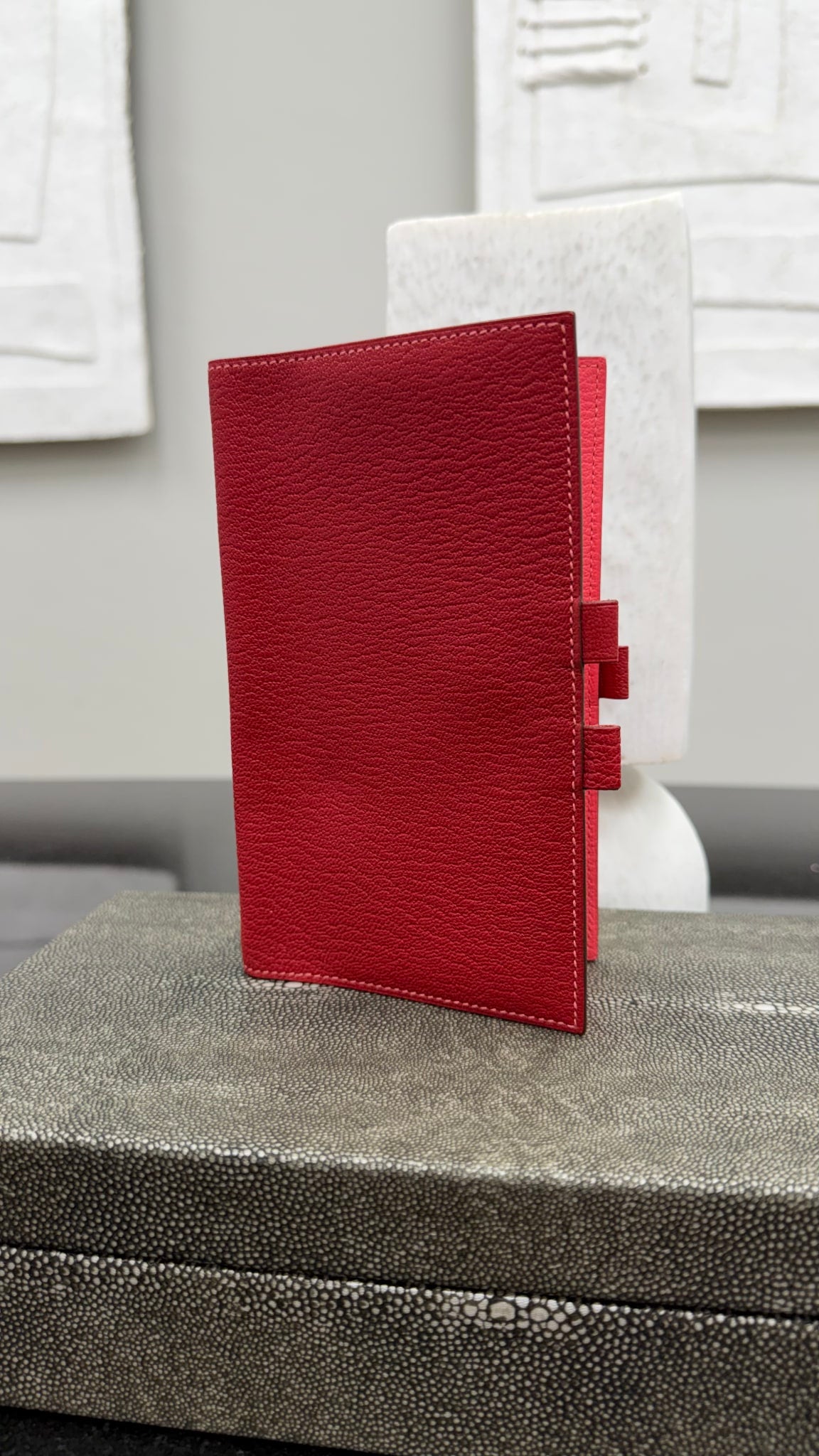 Hermes Red & Pink Leather Passport Agenda