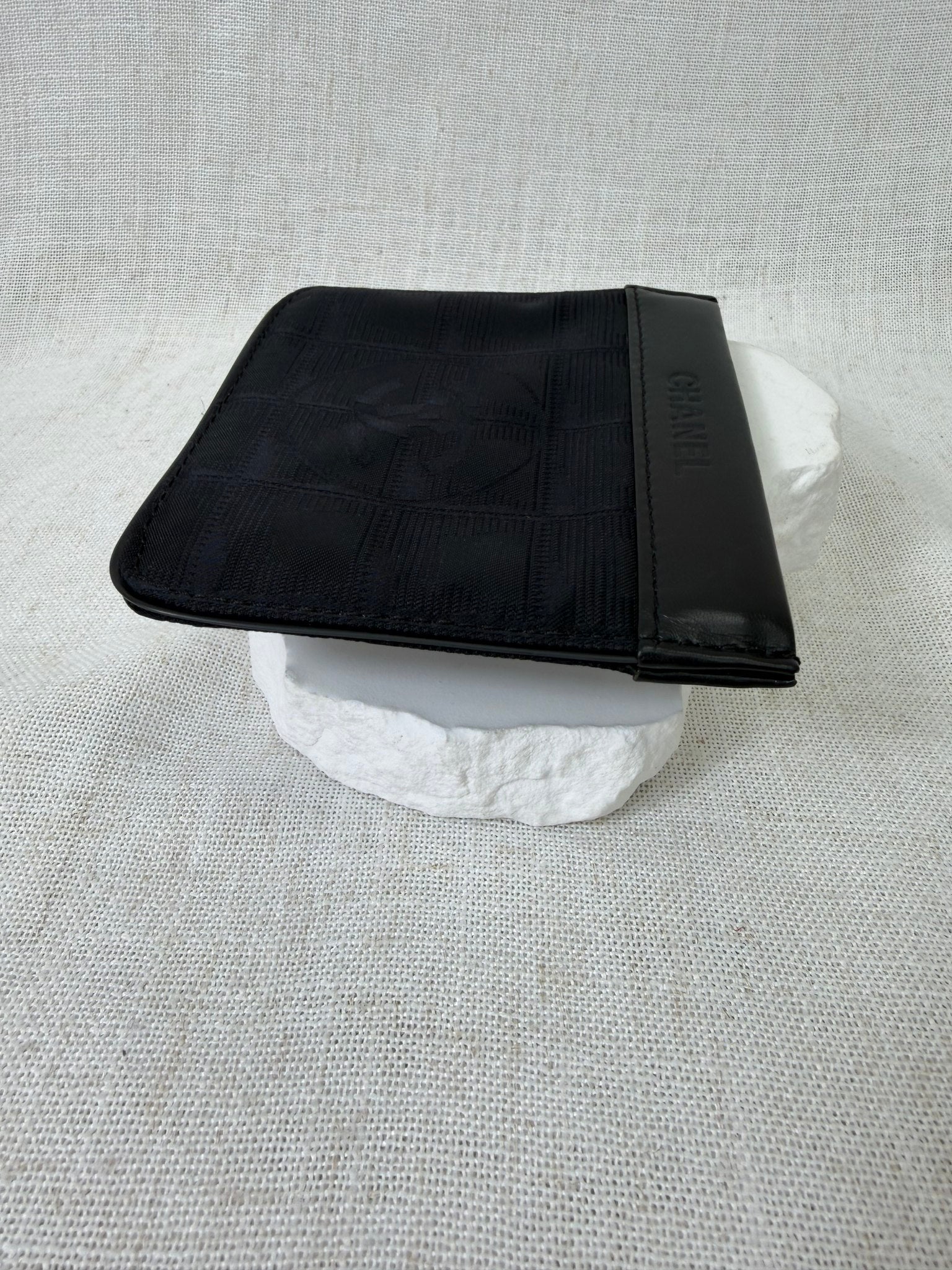 Chanel Black Nylon Travel Line Jacquard Pouch