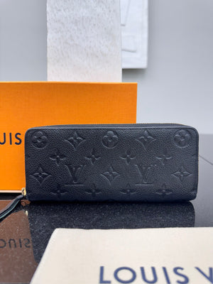 Louis Vuitton Black Empreinte Monogram Clemence Long Zippy Wallet