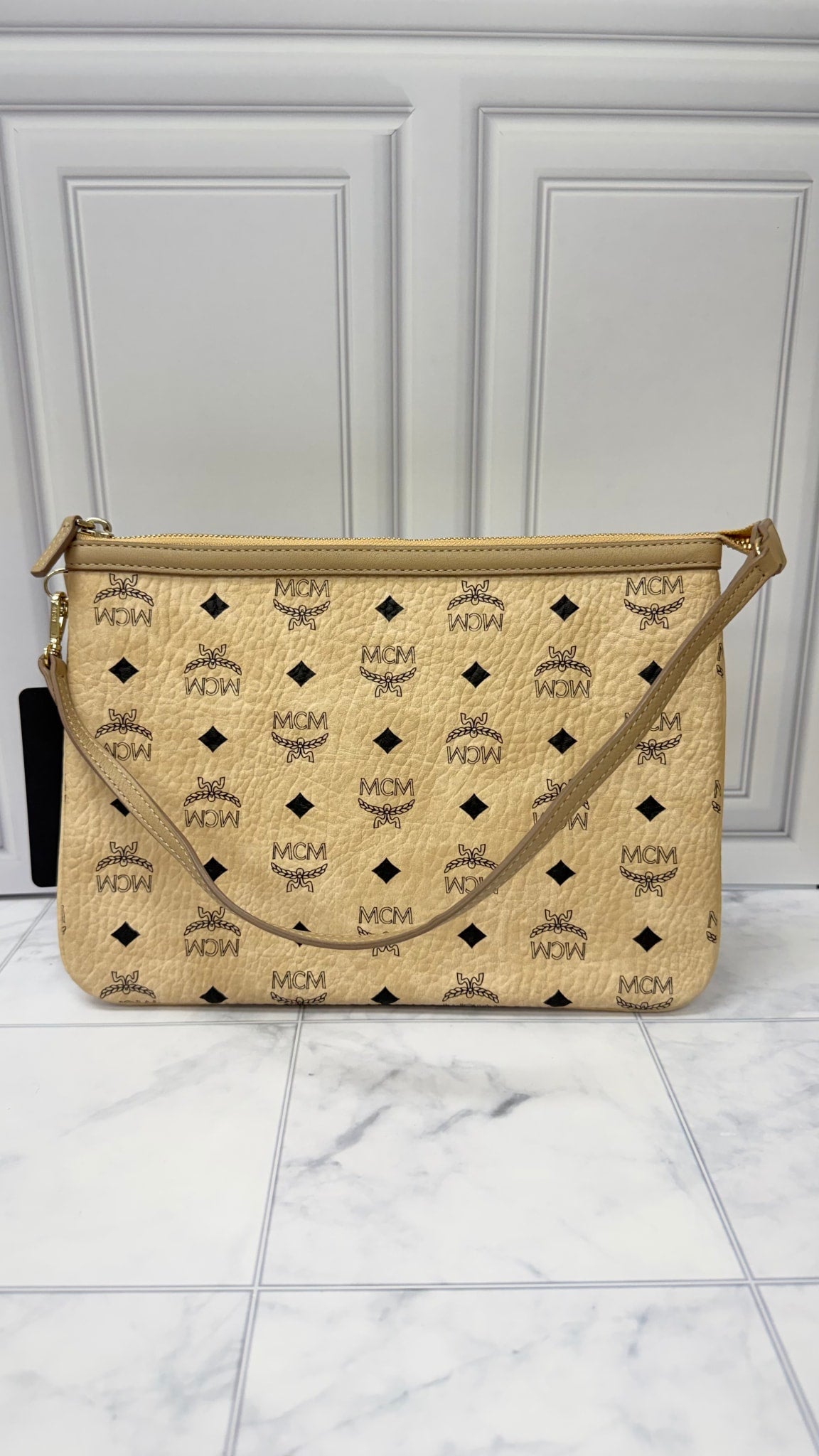 MCM Beige Visetos Liz Shopper Shoulder Bag