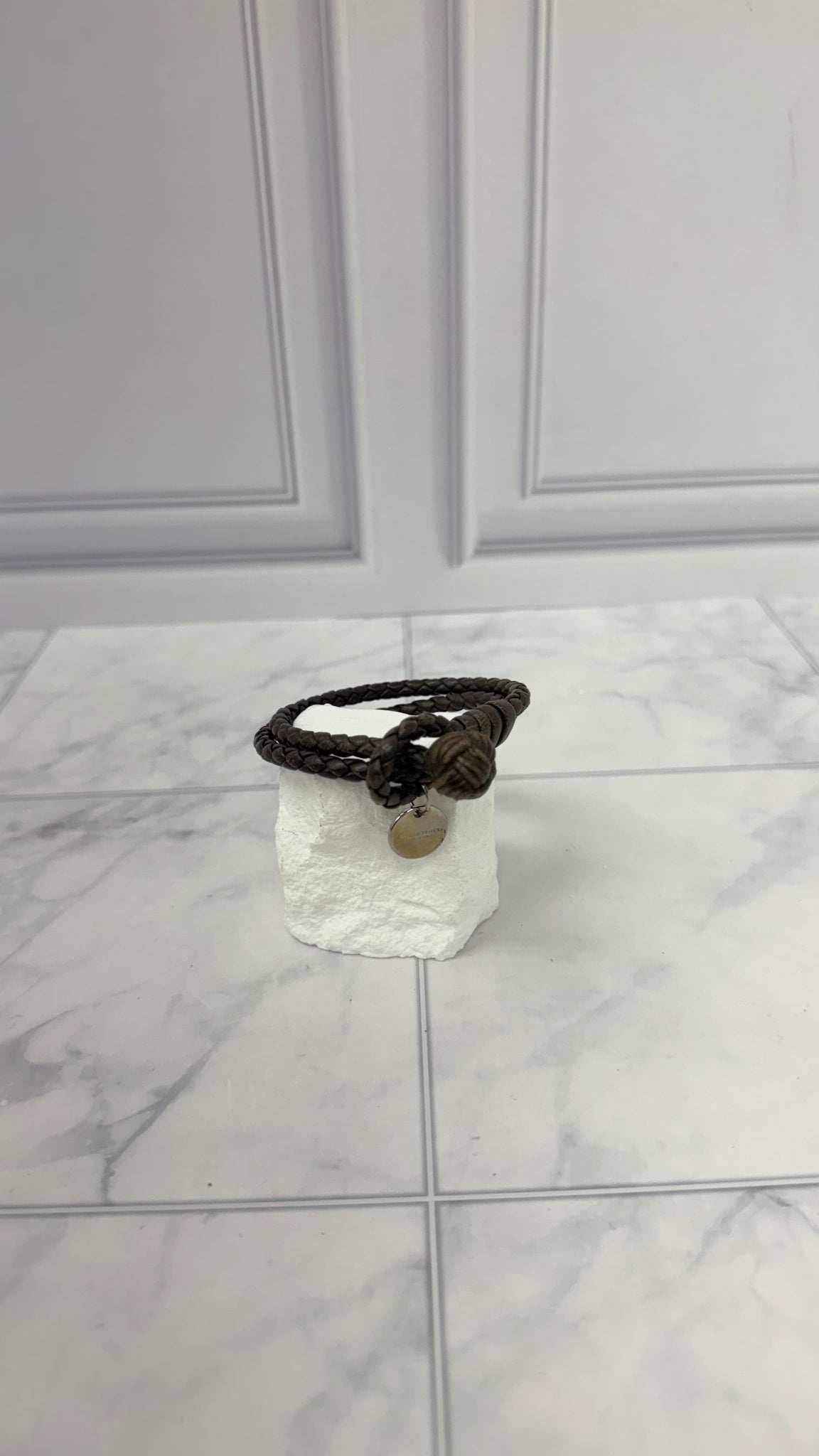 Bottega Veneta Brown Leather Knot Bracelet